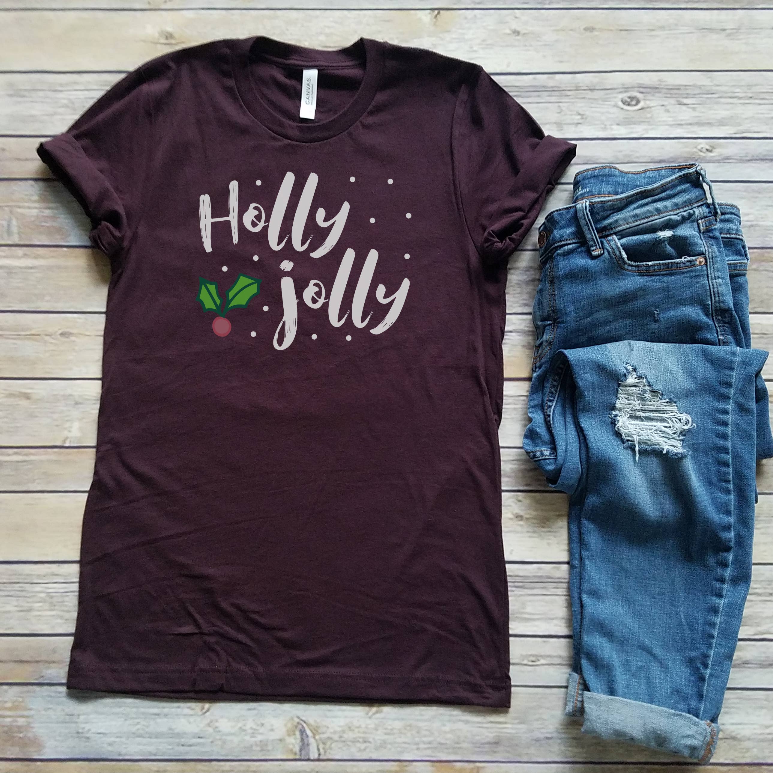 Holly Jolly Tee | Christmas | Sizes XS-2XL Hoodie, Sweatshirt | PodTeesHub.com