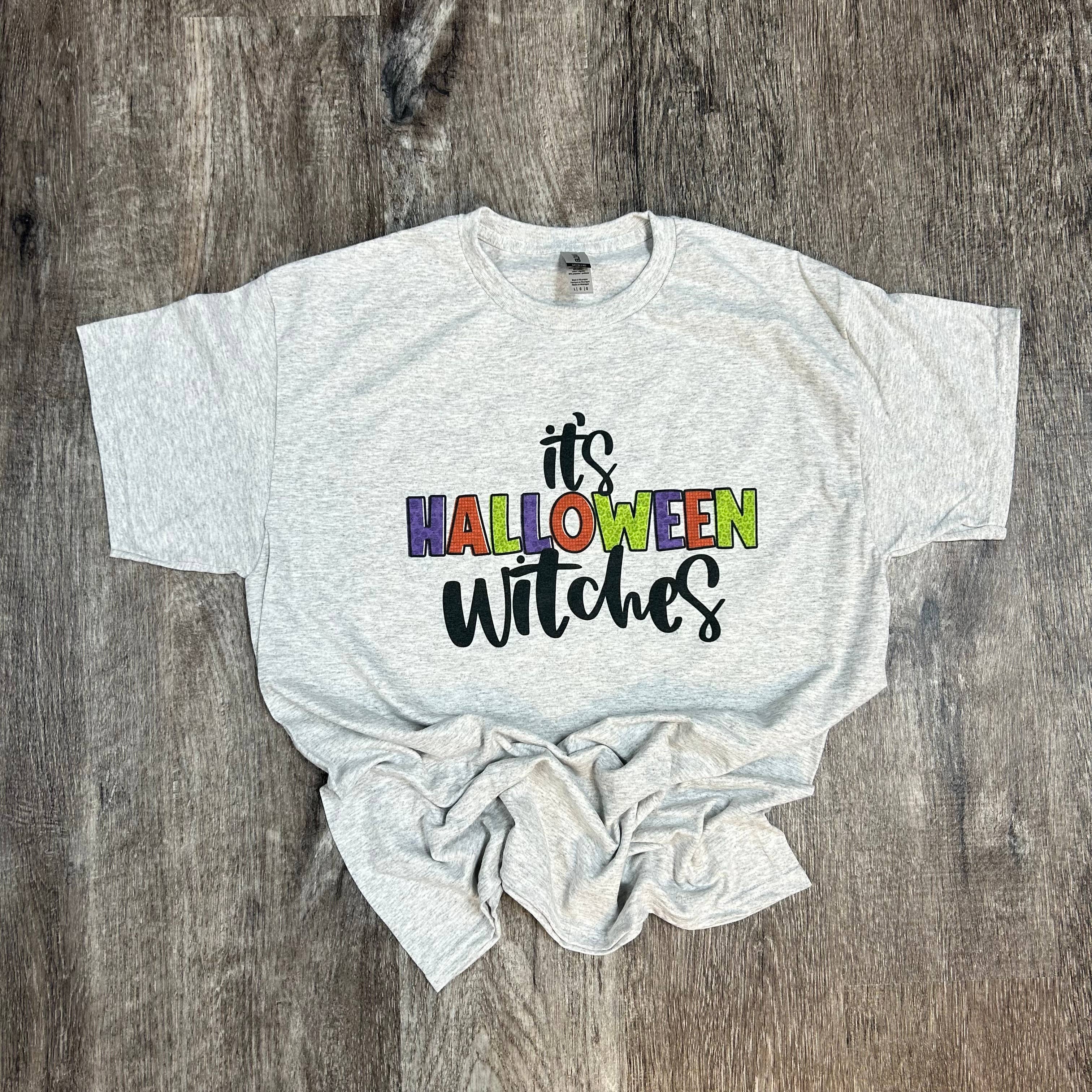 It’S Halloween Witches On Ash Gray Tee Hoodie, Sweatshirt | PodTeesHub.com