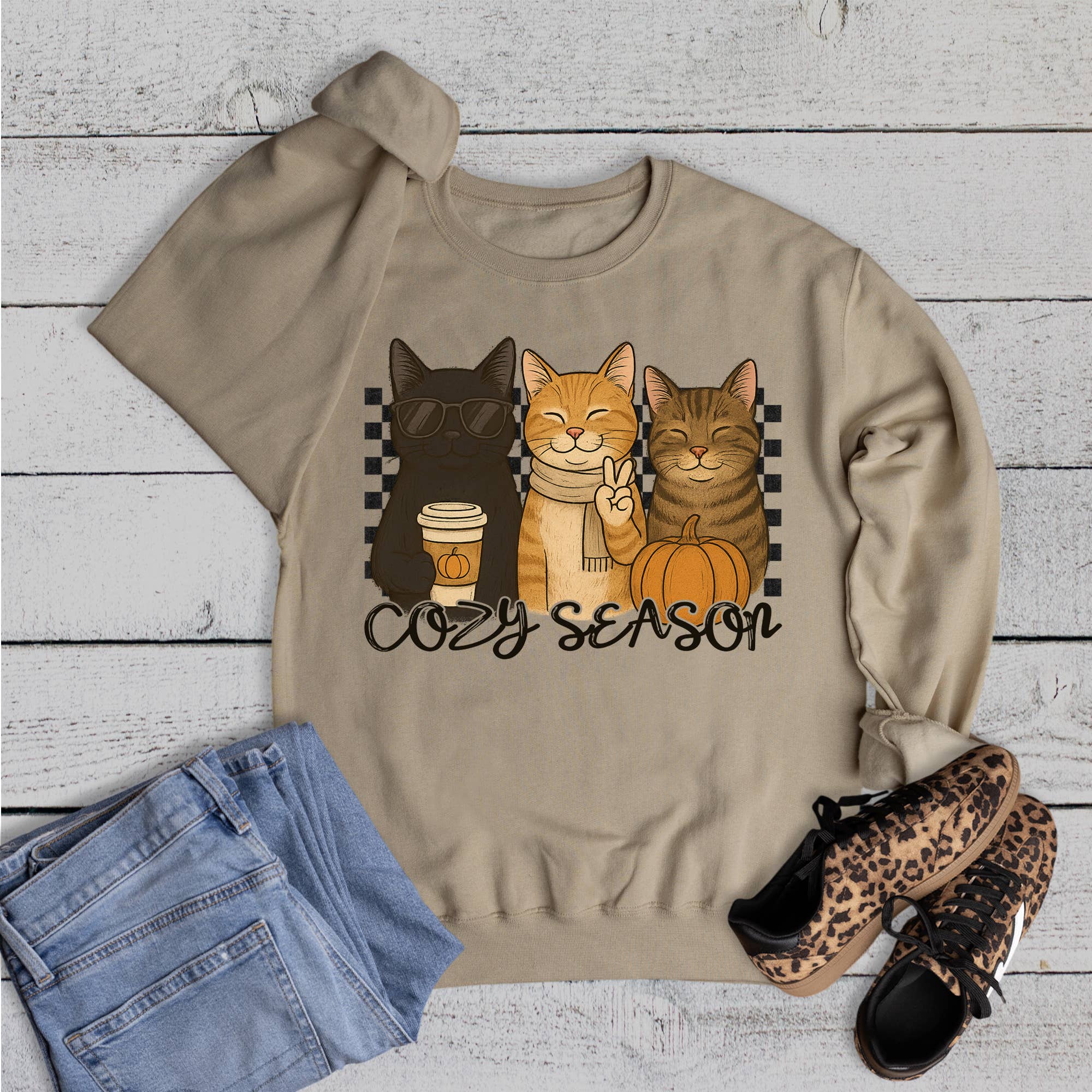 Fall Cozy Season Cats Sweatshirt T-Shirts, Hoodie | PodTeesHub.com