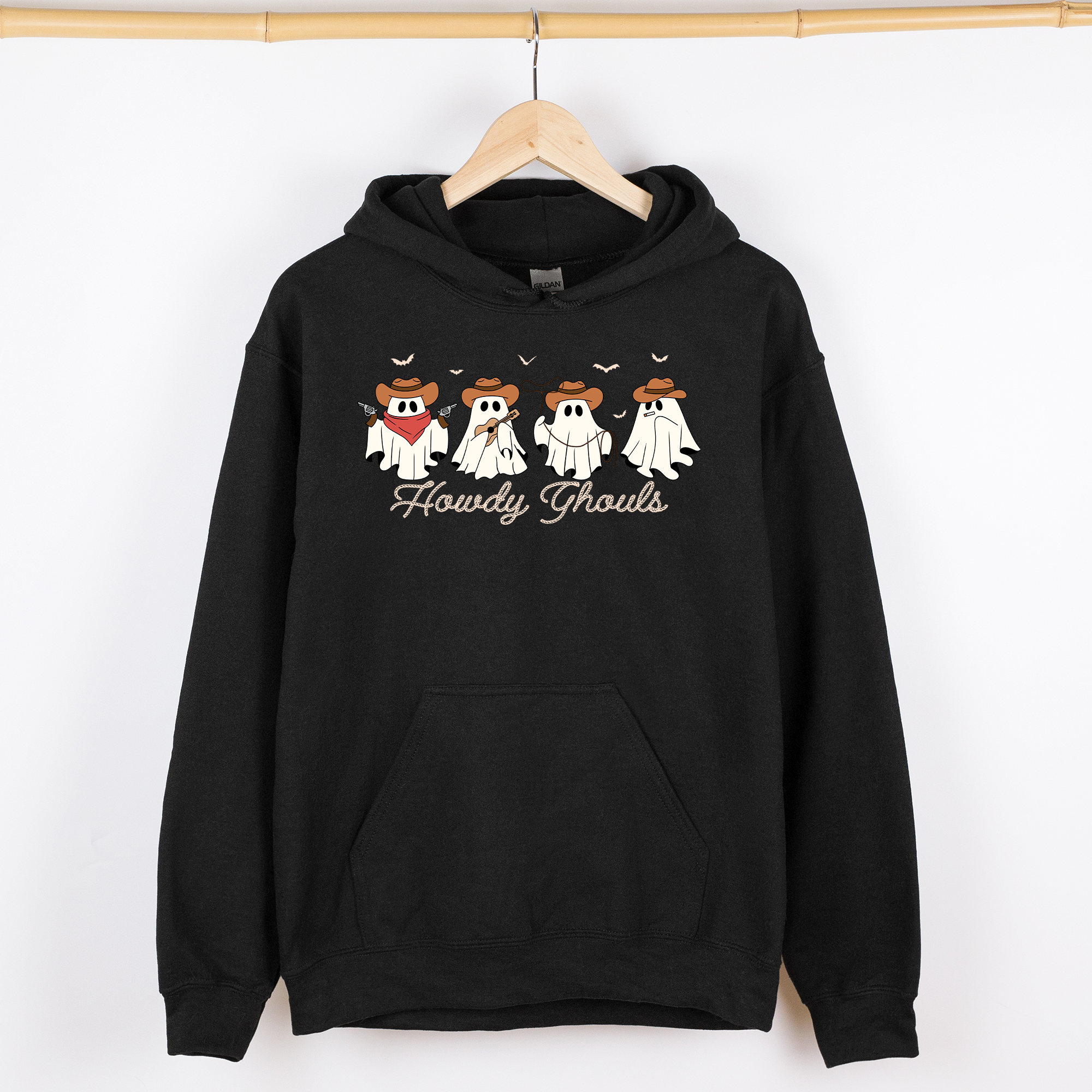 Howdy Ghouls, Cowboy Ghosts Western Halloween Graphic Hoodie T-Shirts, Sweatshirt | PodTeesHub.com