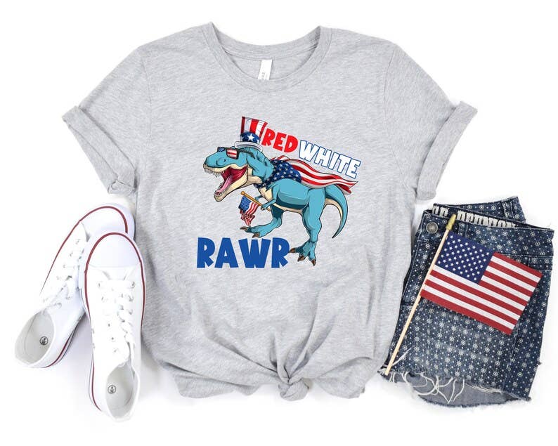 Red White Rawr T-Shirt Hoodie, Sweatshirt | PodTeesHub.com