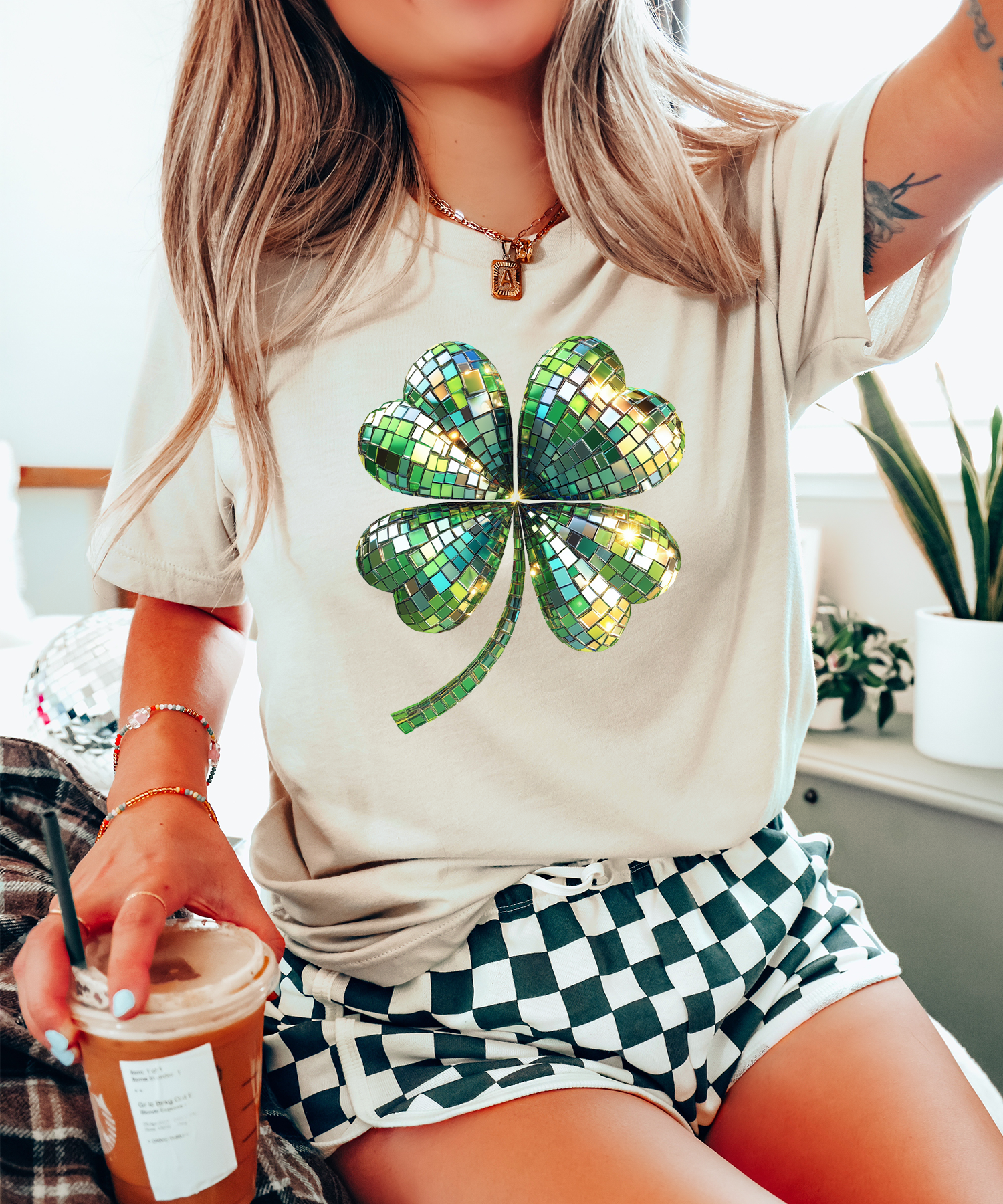 Disco Clover - Cream Tee Hoodie, Sweatshirt | PodTeesHub.com