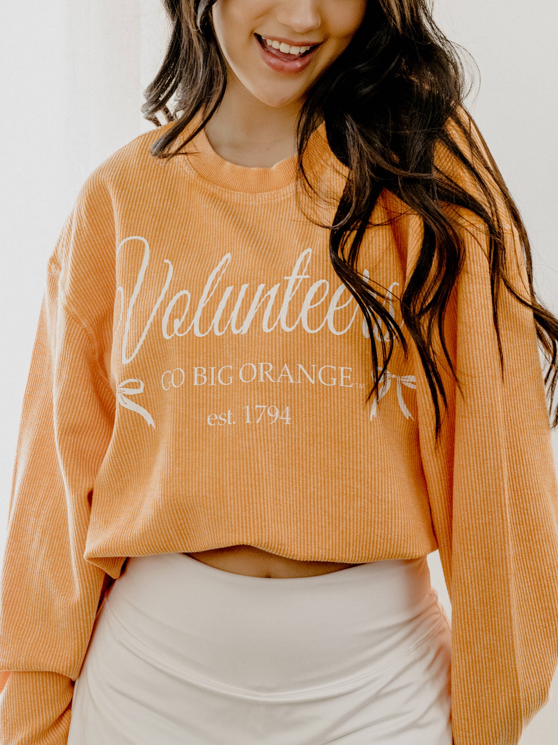 Tennessee Vols Established Bow Orange Corded Crew Sweatshirt T-Shirts, Hoodie | PodTeesHub.com