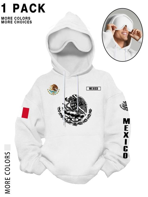 Unisex Mexican Eagle Graphic Hoodie, Animal Print Fitted Design, Warm Comfortable Fall Winter Streetwear, Ideal for...