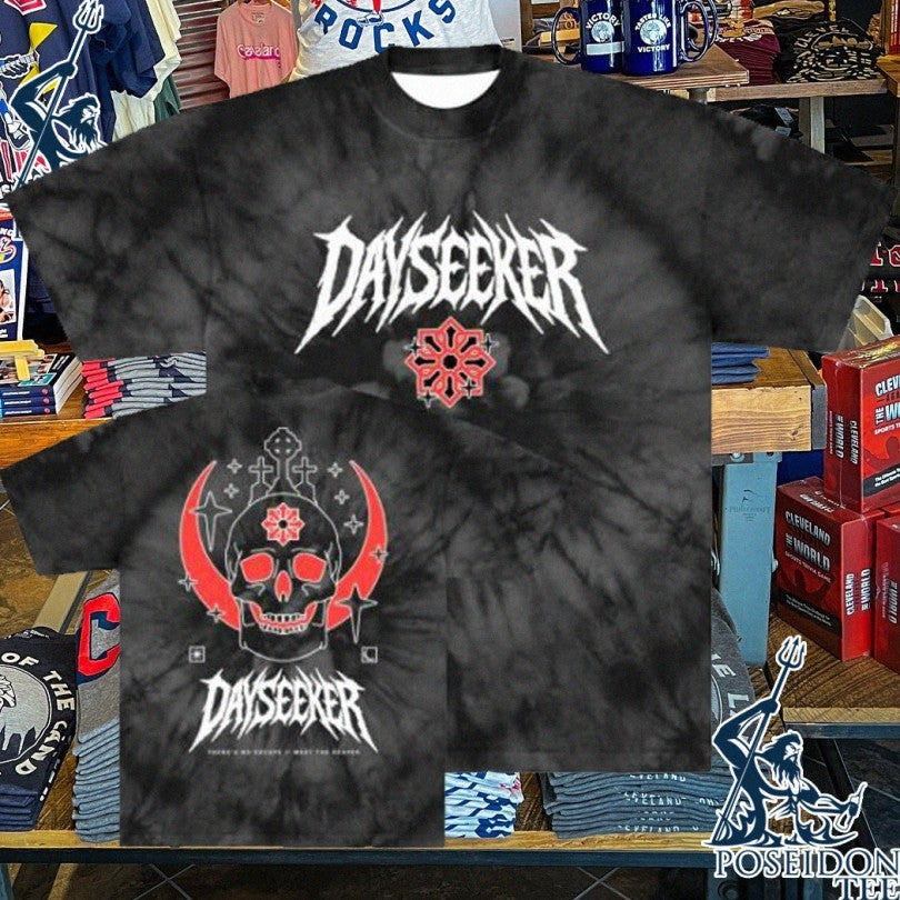 Dayseeker Red Moon Skull Dye T-shirt