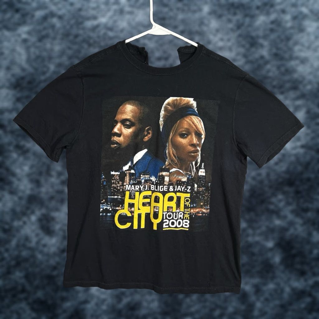 Vintage Heart Of The City Tour 2008 Jay Z Mary J Blige T Shirt Adult Medium Black Mens Hoodie, Sweatshirt | PodTeesHub.com