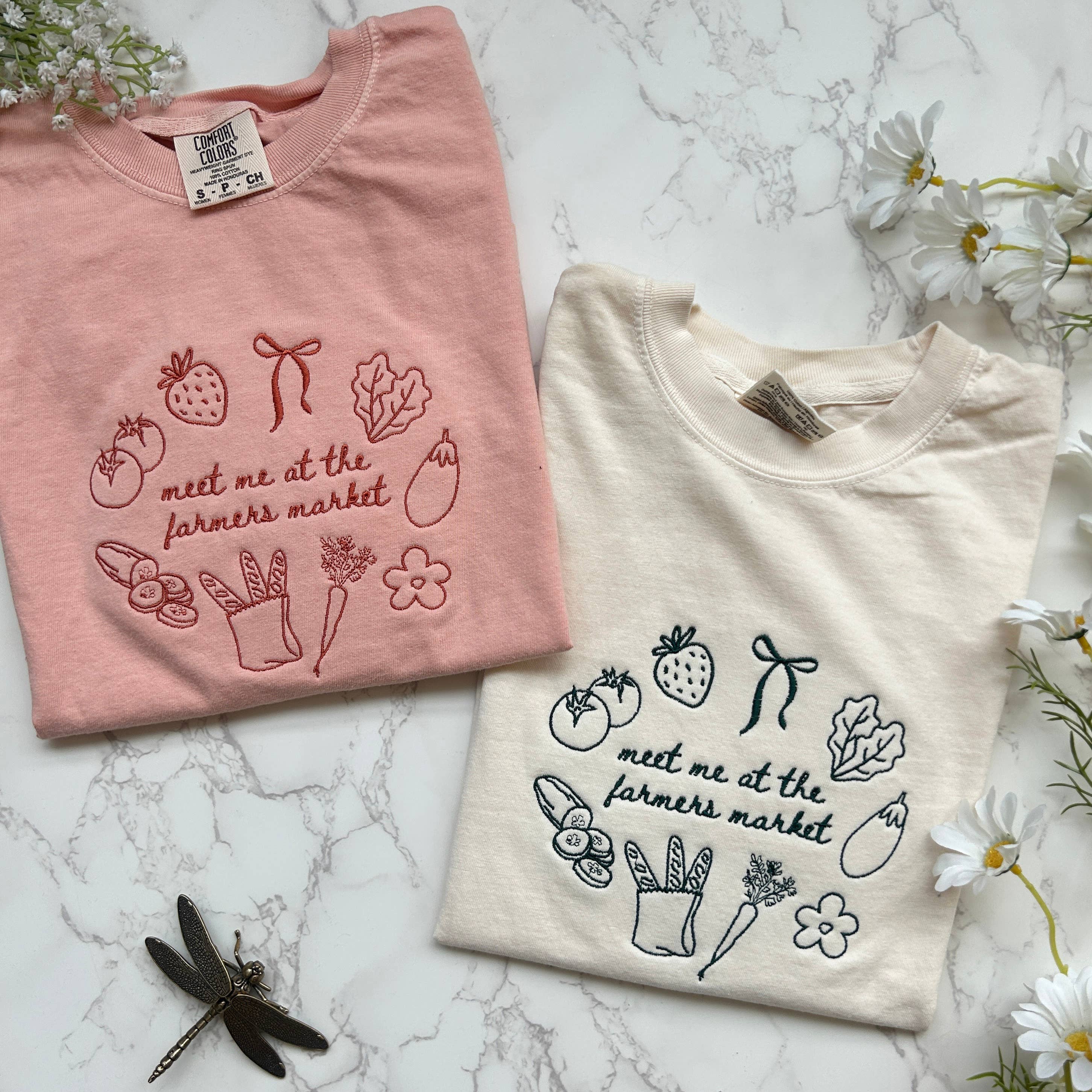 Embroidered Farmers Market Women's Crop Tshirt Hoodie, Sweatshirt | PodTeesHub.com