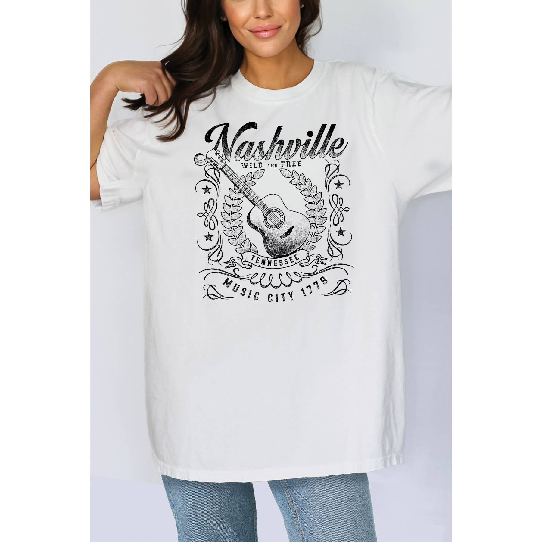 Nashville Music City Oversized Unisex Tee Hoodie, Sweatshirt | PodTeesHub.com