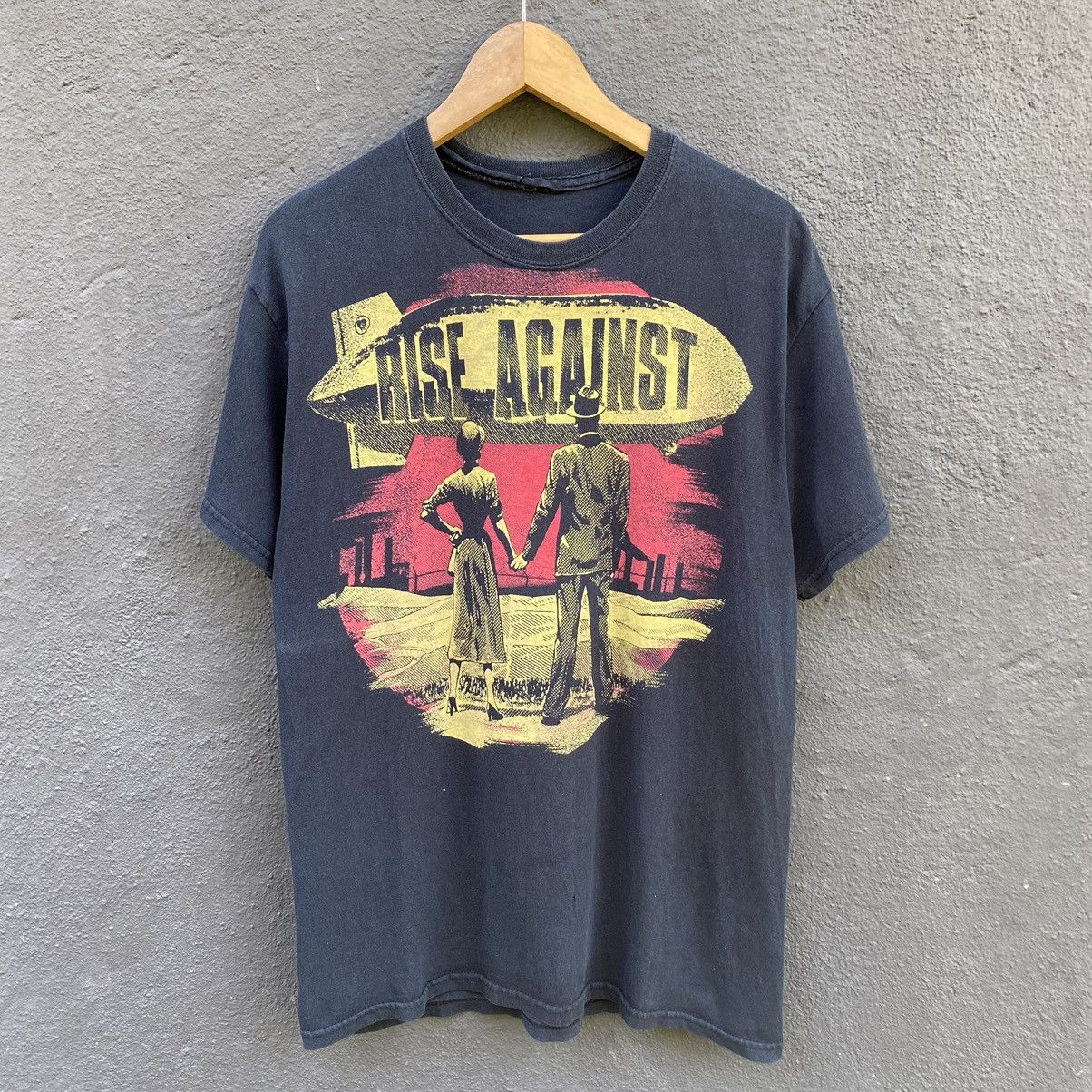 Band Tees Thrashed Faded Vintage Y2k Rise Against Punk Emo Band Tshirt Hoodie, Sweatshirt | PodTeesHub.com