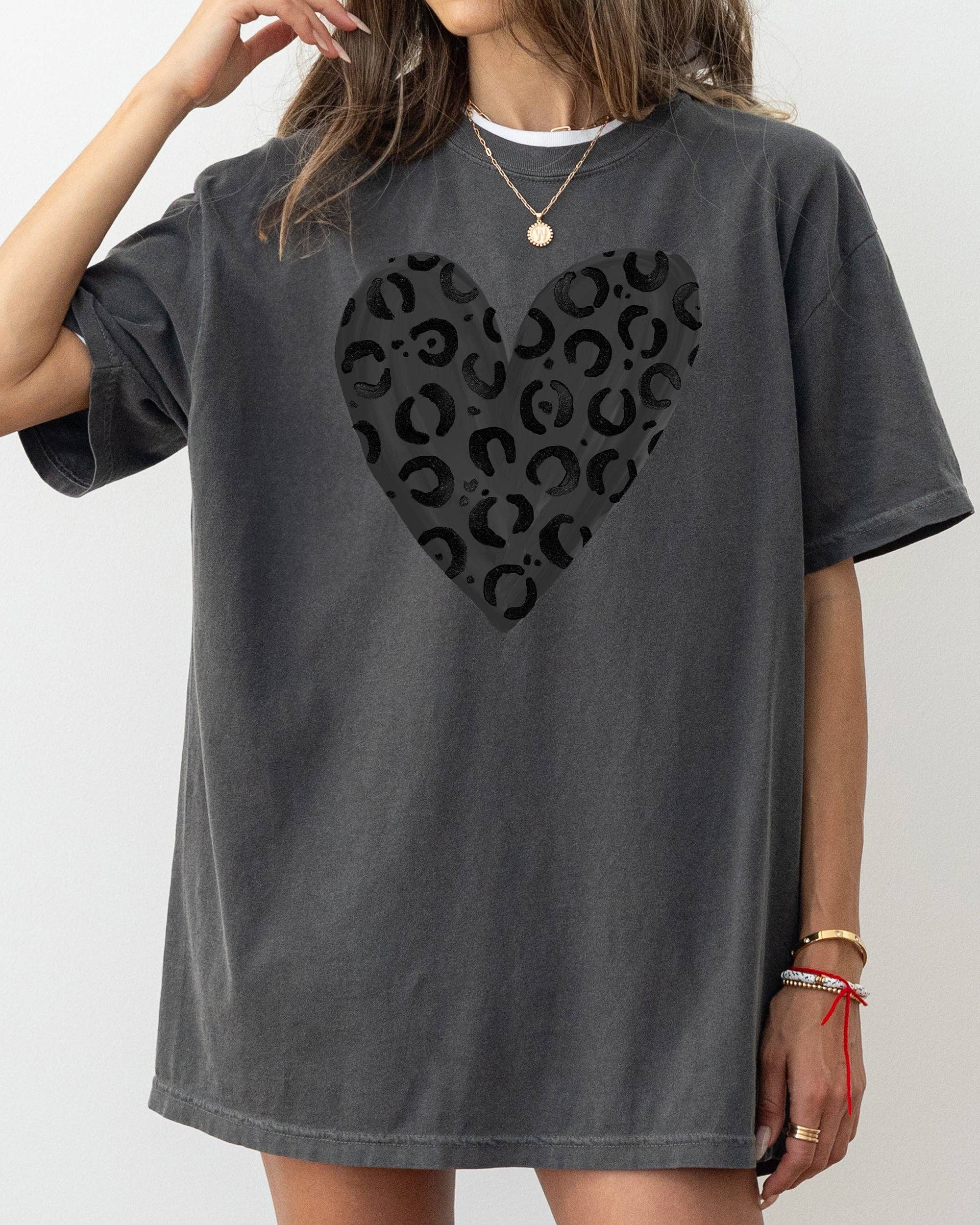 Glittery Black Leopard Print, Valentine's Day T-Shirt Hoodie, Sweatshirt | PodTeesHub.com