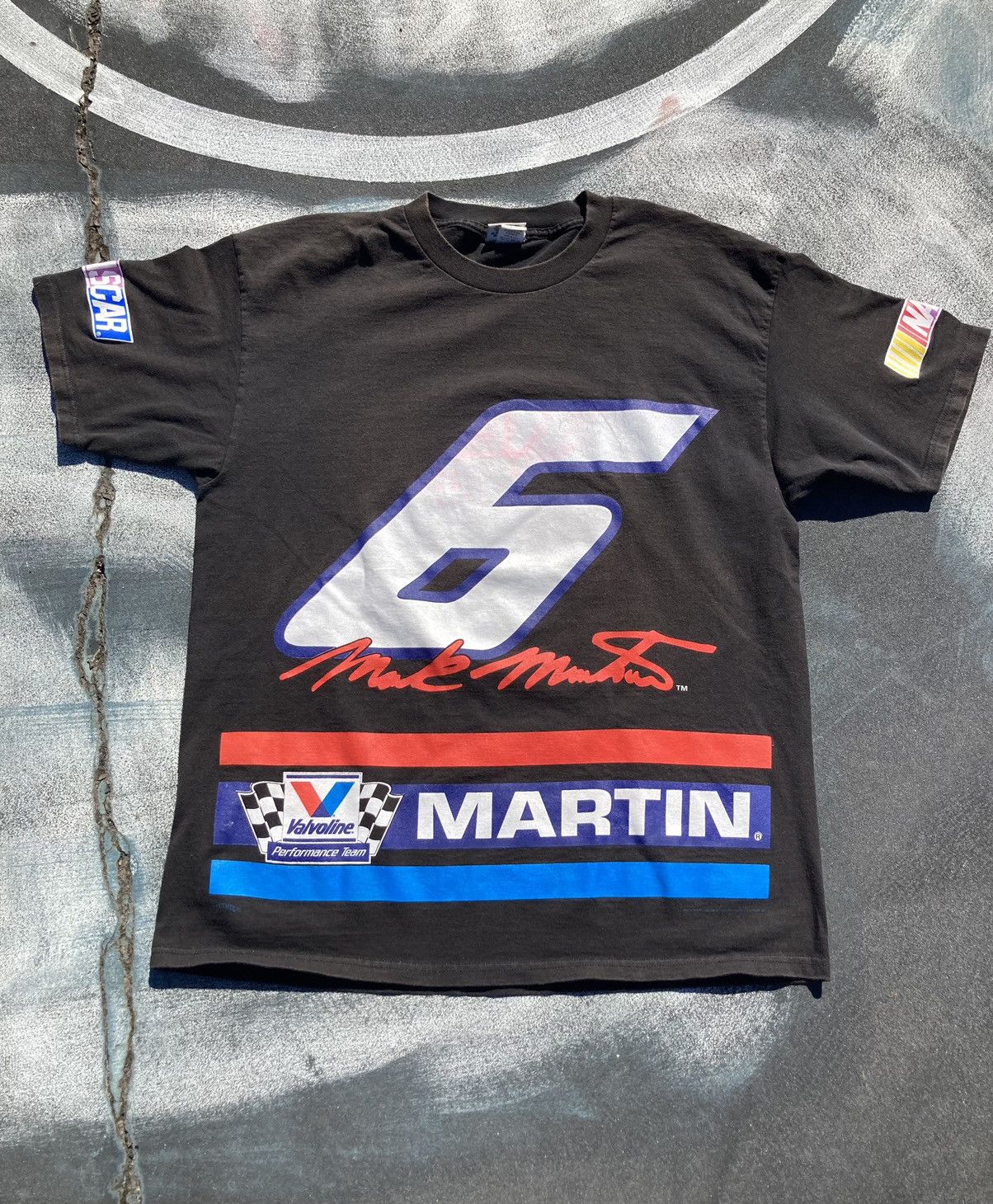 Nutmeg X Vintage Vintage Mark Martin 6 Valvoline All Over Print Racing Tee Hoodie, Sweatshirt | PodTeesHub.com