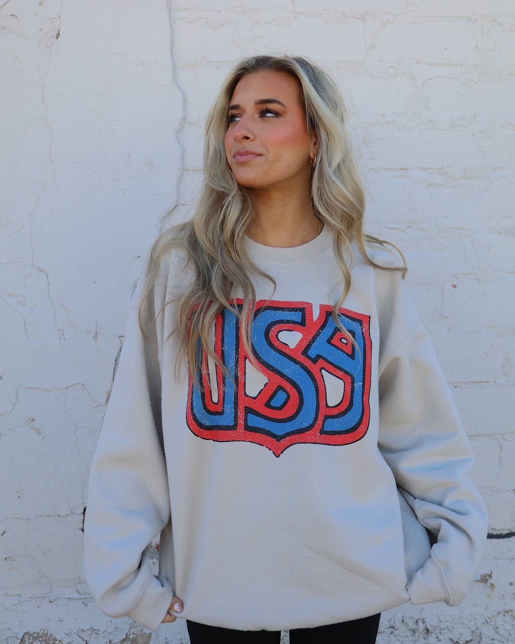 4th of July USA Monogram Sand Thrifted Graphic Sweatshirt T-Shirts, Hoodie | PodTeesHub.com