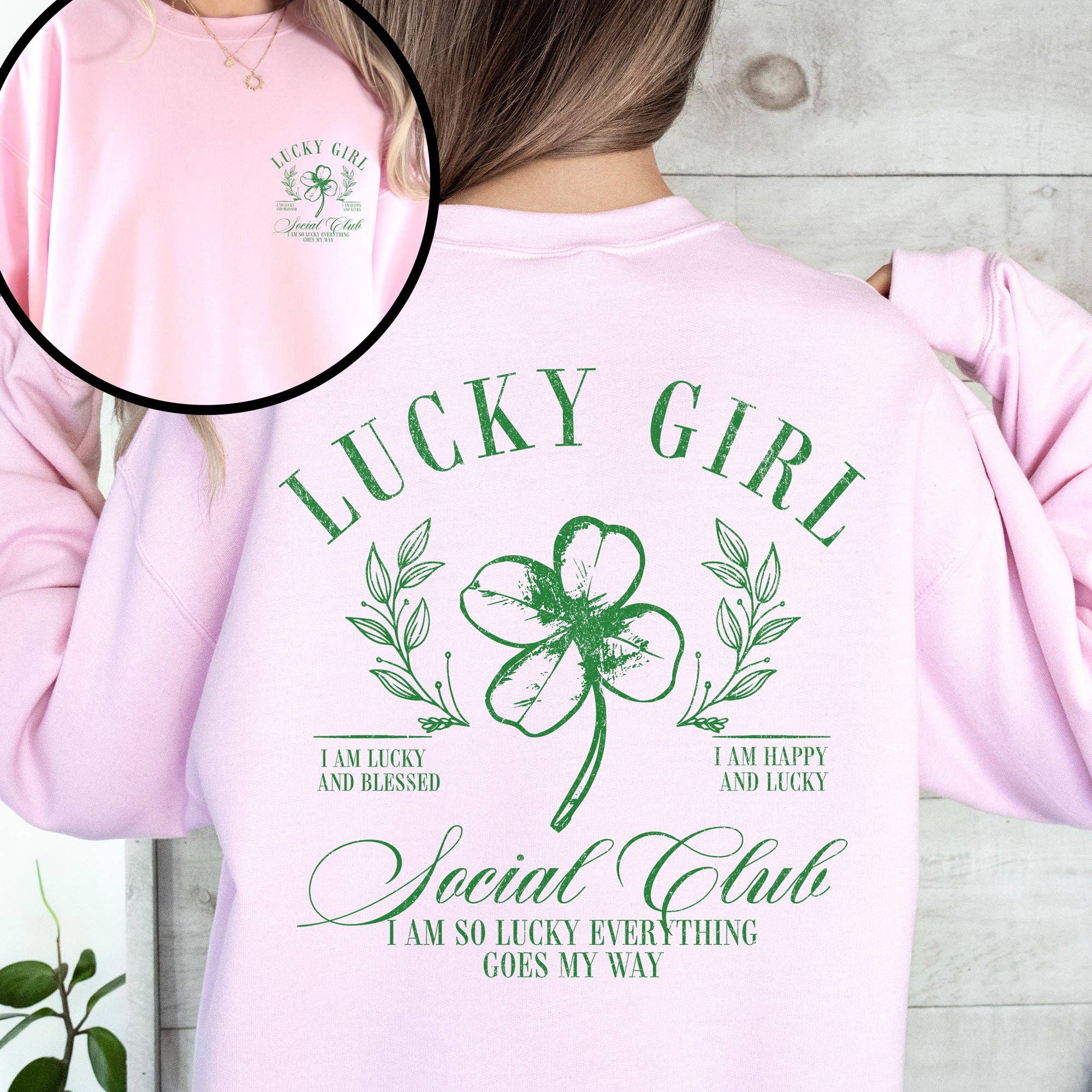 Lucky Girl Social Club, St Patrick's Day Shamrock Sweatshirt T-Shirts, Hoodie | PodTeesHub.com