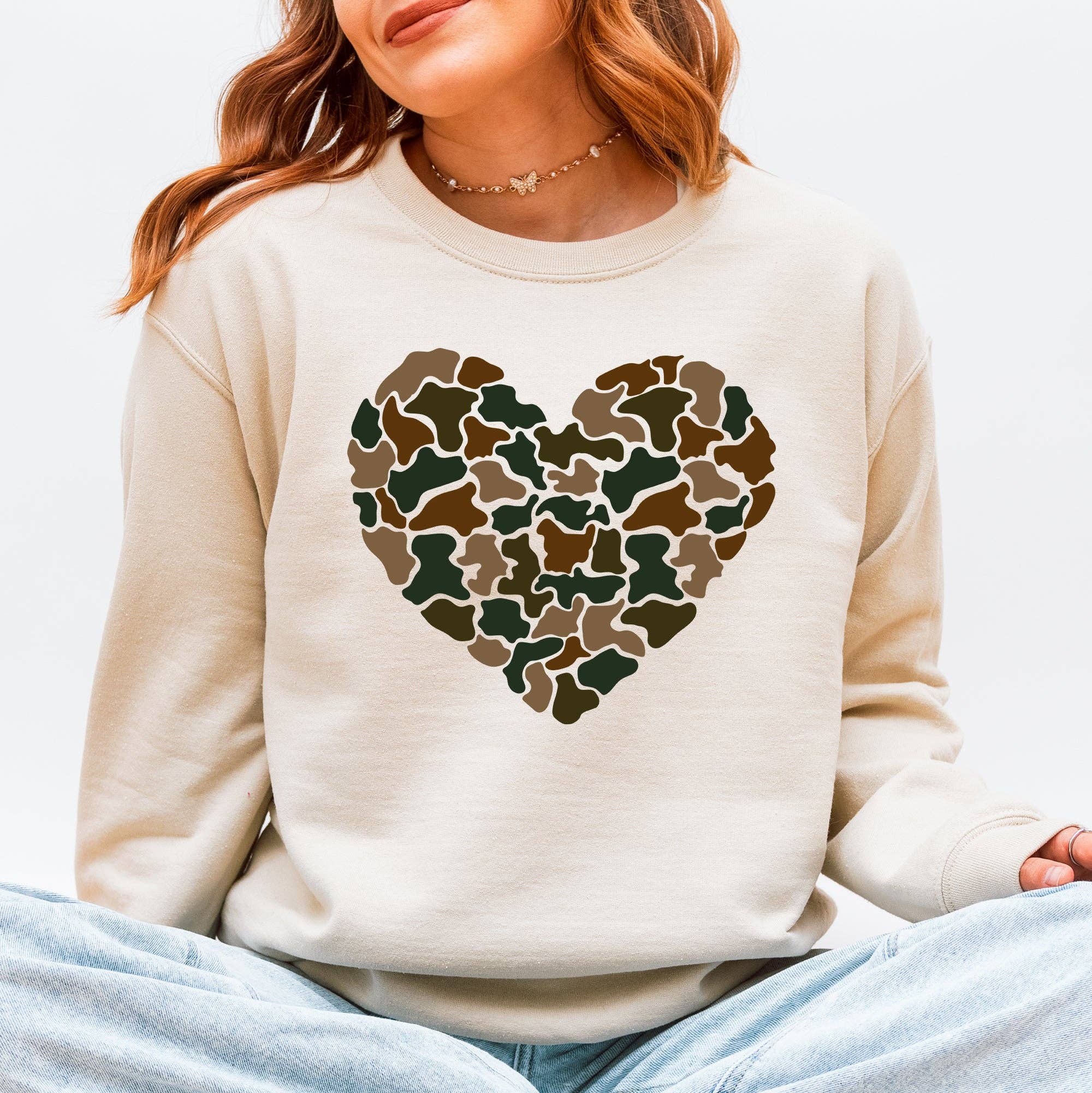 Camo Heart Valentine's Day Hunting Cowboy Country Sweatshirt T-Shirts, Hoodie | PodTeesHub.com