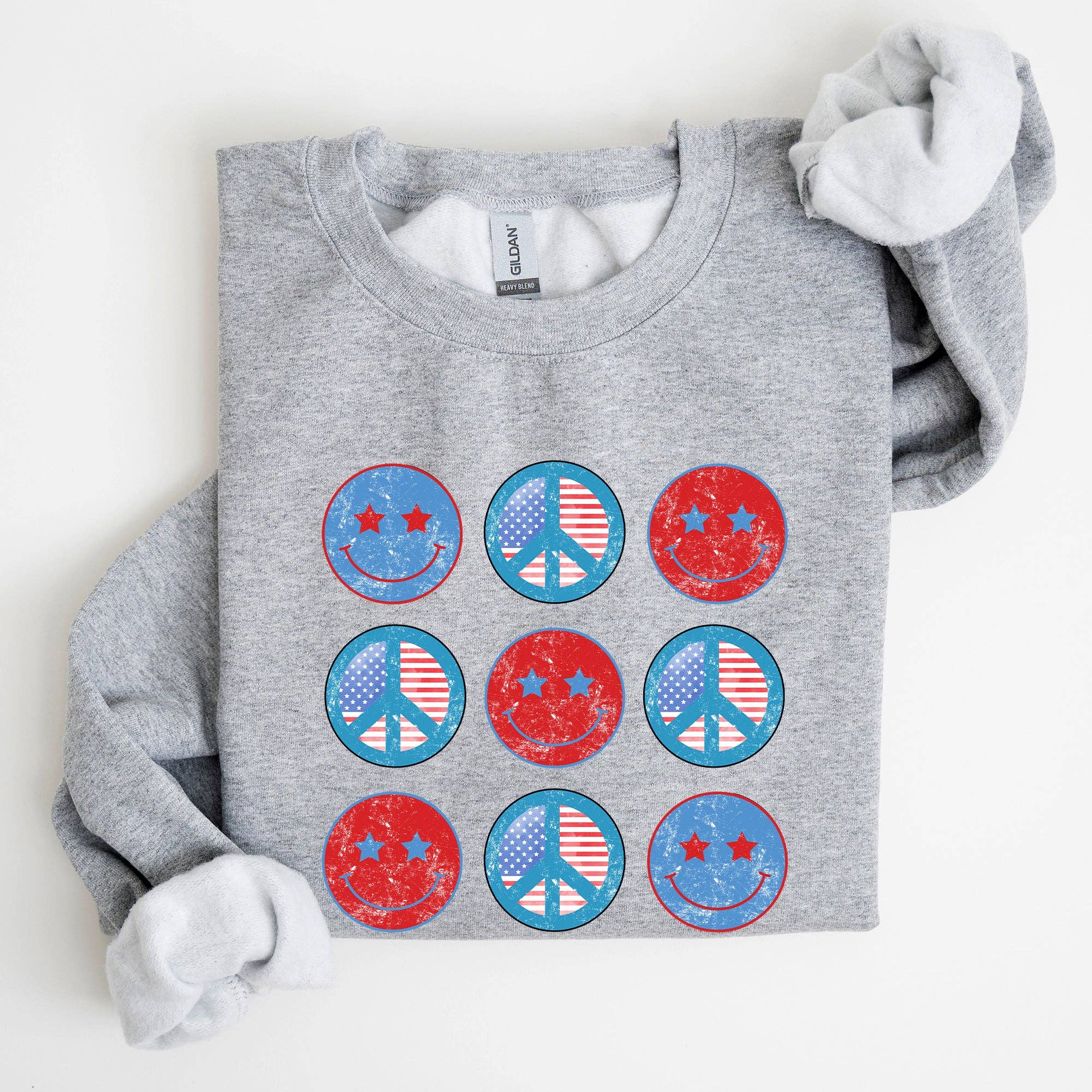 Retro Patriotic Smiley, Flag, America, Peace, Sweatshirt T-Shirts, Hoodie | PodTeesHub.com