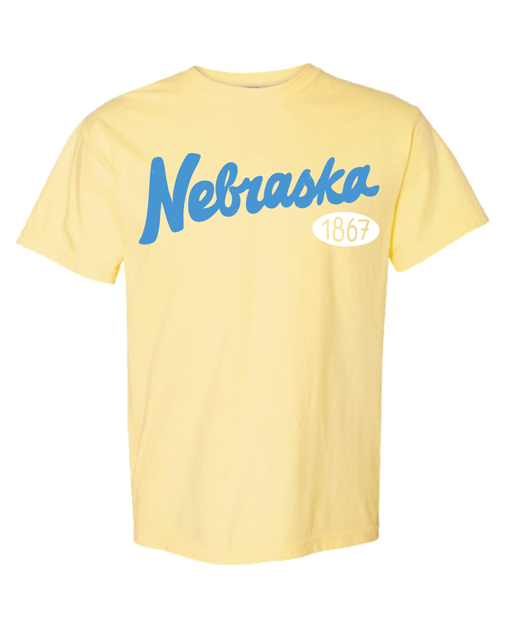 Nebraska 1867 Puff Ink Butter Comfort Colors Tee Hoodie, Sweatshirt | PodTeesHub.com