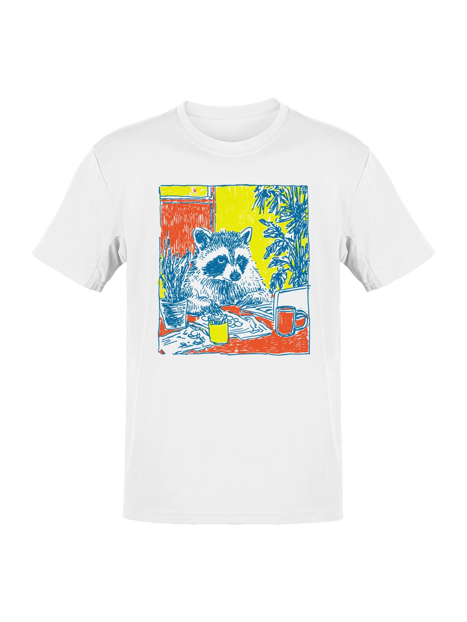 Cozy Raccoon Café Art Print Men's T-Shirt Hoodie, Sweatshirt | PodTeesHub.com