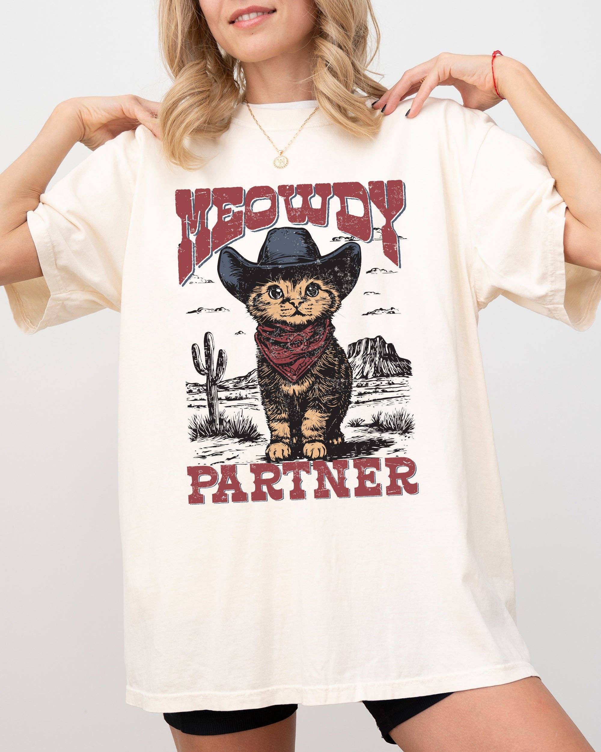 Meowdy Partner, Cowboy Cat, Cowgirl, Howdy, Western Shirt Hoodie, Sweatshirt | PodTeesHub.com