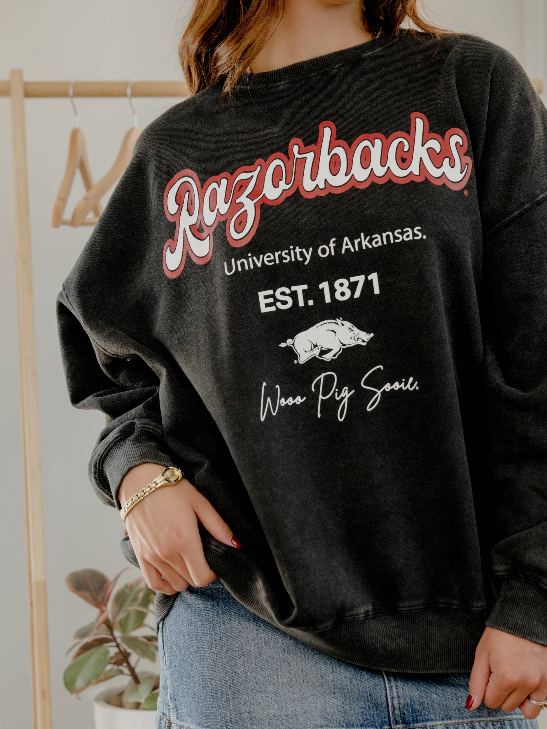 Arkansas Razorbacks Letterman Charcoal Chrome Sweatshirt T-Shirts, Hoodie | PodTeesHub.com