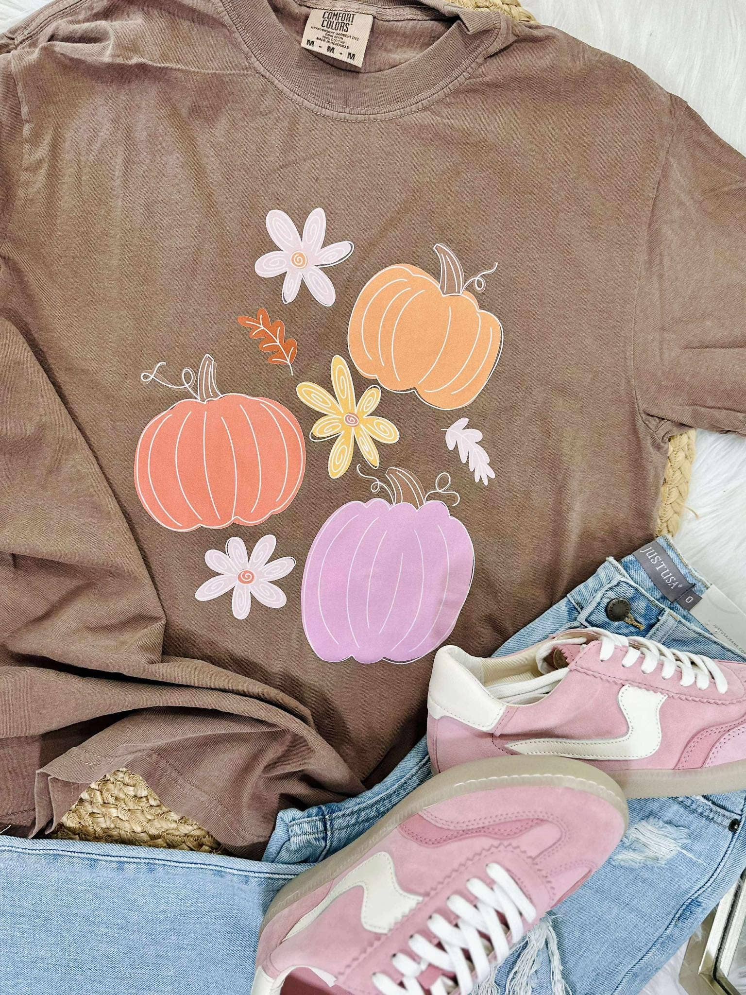 Fall Flowers and Pumpkin Dtf Graphic Tee Hoodie, Sweatshirt | PodTeesHub.com