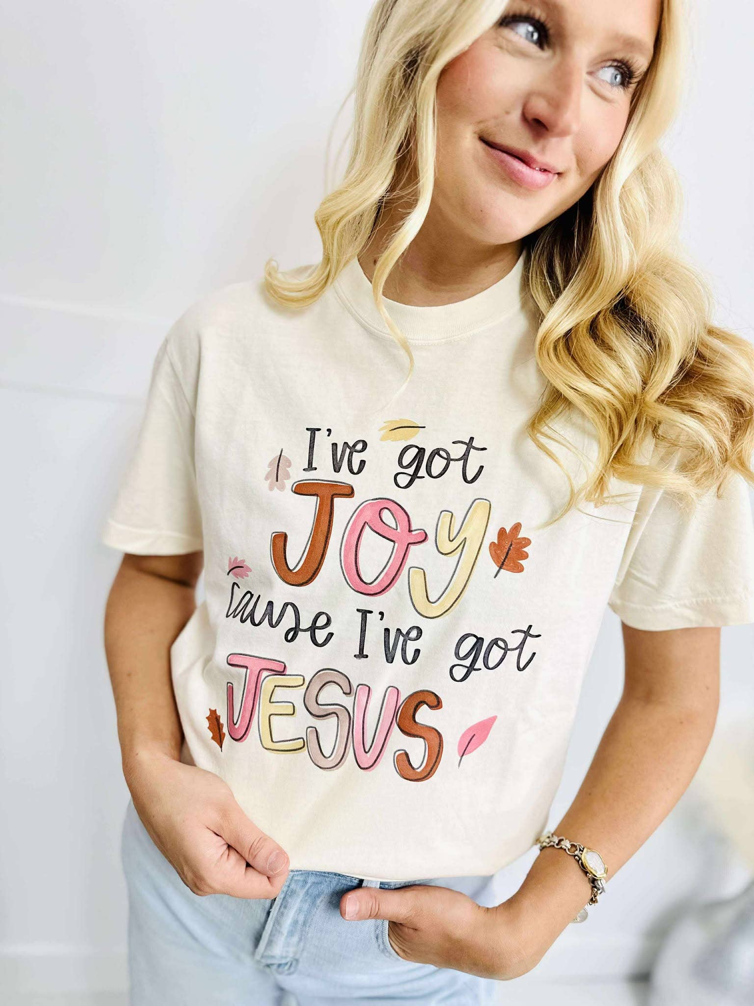 Joy Because of Jesus Graphic Tee Hoodie, Sweatshirt | PodTeesHub.com