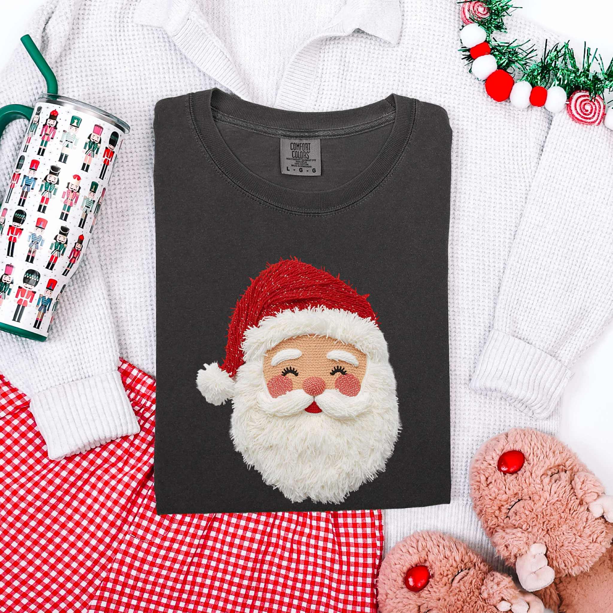 Faux Yarn Santa Light Skin Tee Hoodie, Sweatshirt | PodTeesHub.com