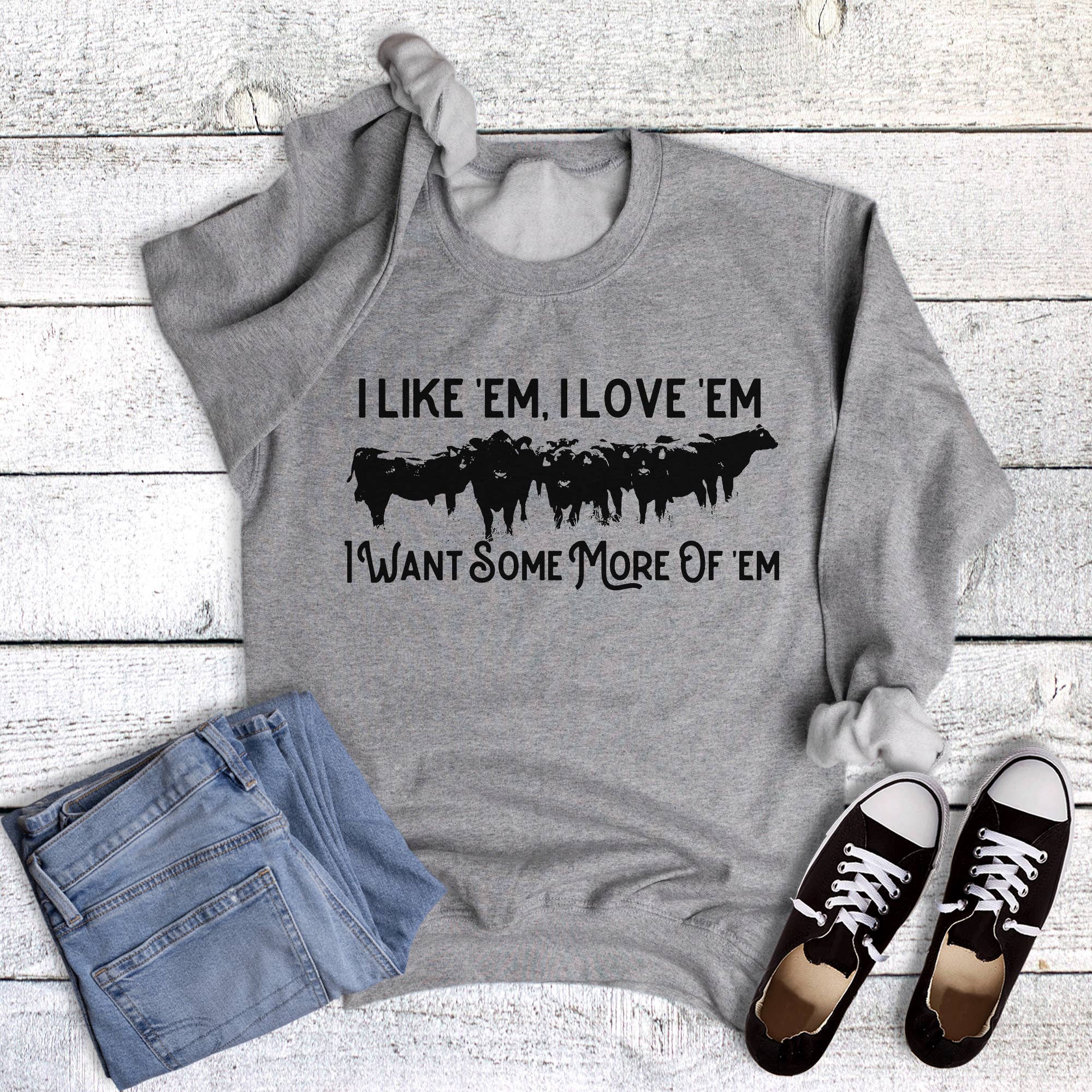 Western Cattle Like 'em Love 'em Sweatshirt T-Shirts, Hoodie | PodTeesHub.com