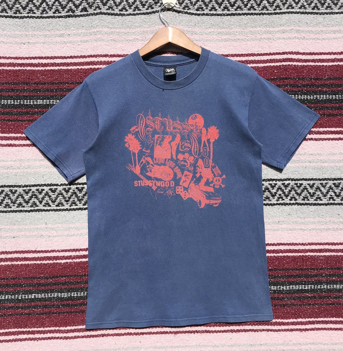 Y2k Vintage Stussy Wood Tee Stussy Streetwear Sunfaded Hoodie, Sweatshirt | PodTeesHub.com
