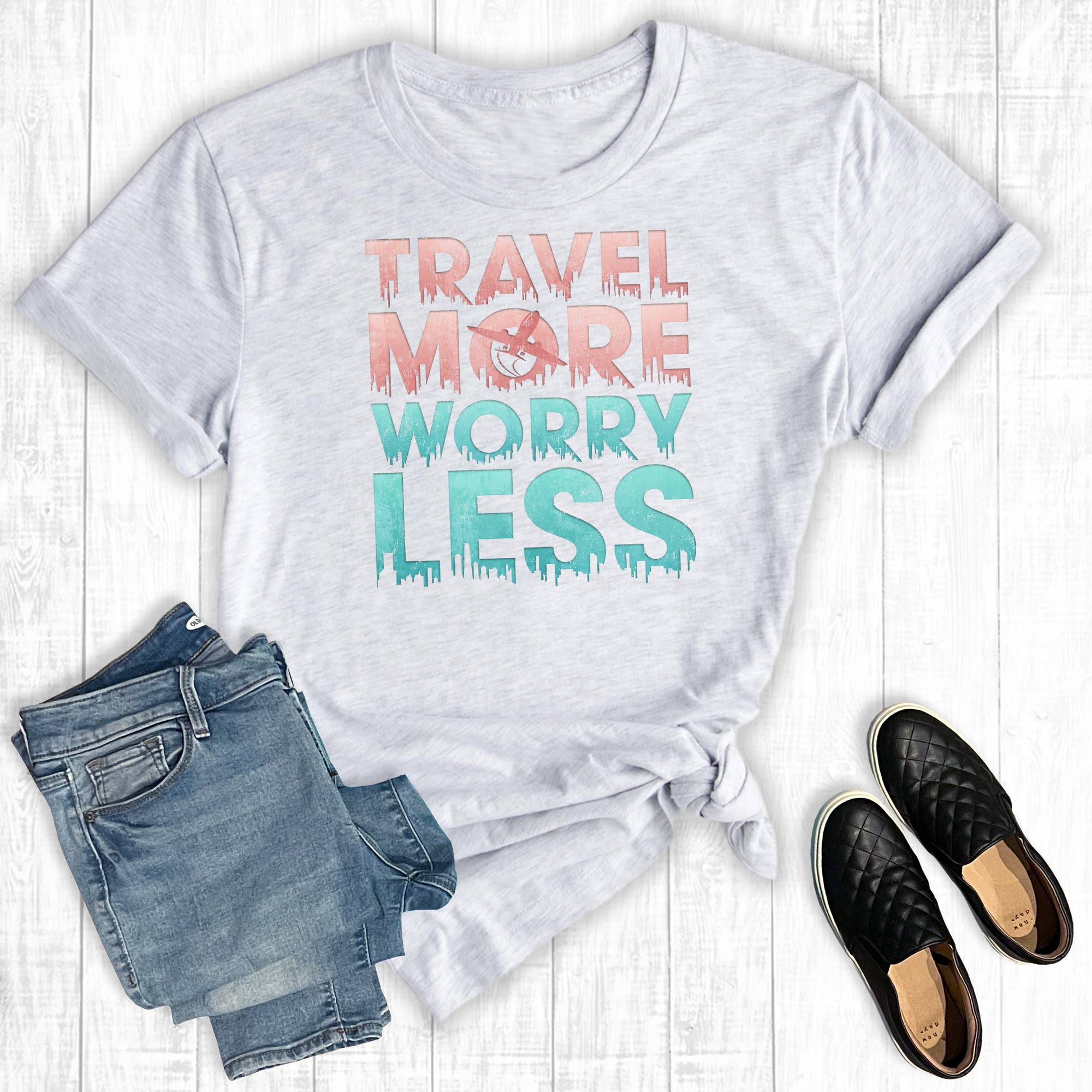 Travel More Worry Less Graphic Tee Hoodie, Sweatshirt | PodTeesHub.com