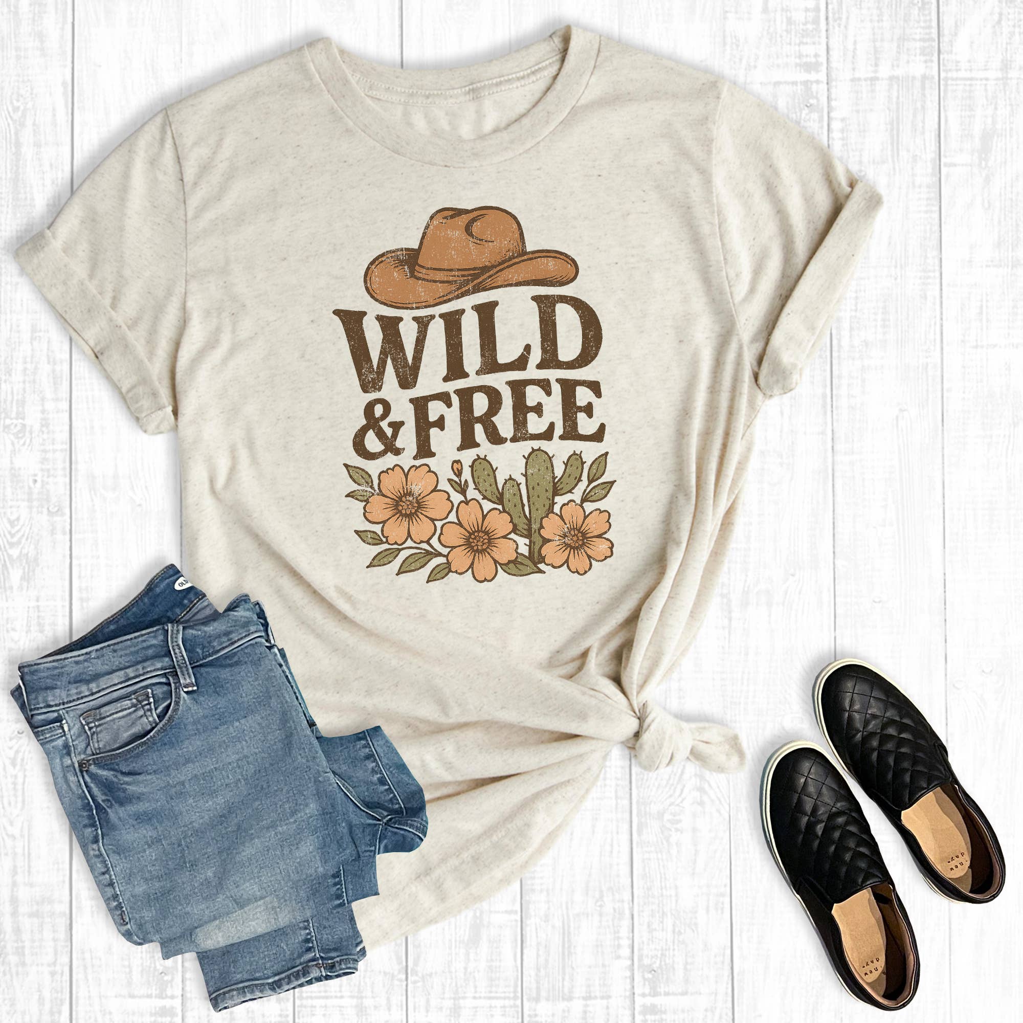 Western Boho Wild and Free Graphic Tee Hoodie, Sweatshirt | PodTeesHub.com