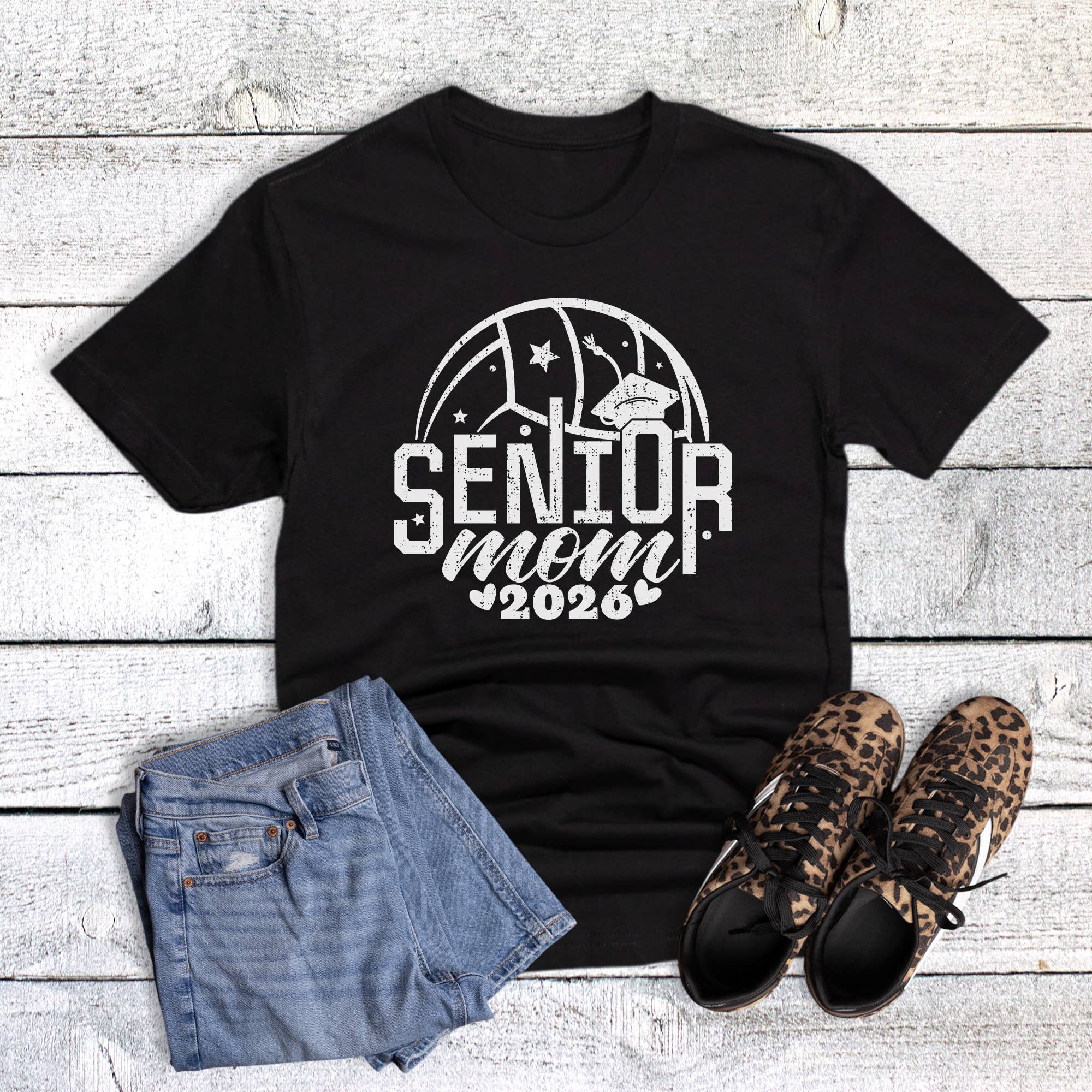 Senior Volleyball Mom 2026 Graphic Tee Hoodie, Sweatshirt | PodTeesHub.com