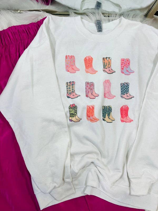 Preppy Patterned Stacked Cowboy Boots Sweatshirt T-Shirts, Hoodie | PodTeesHub.com