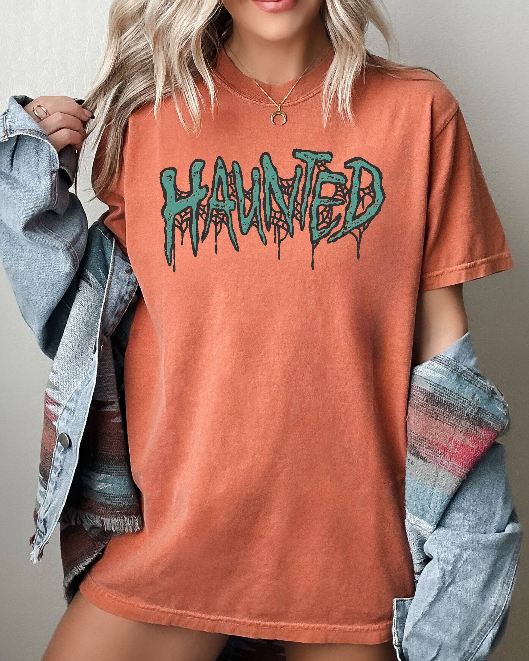 Haunted. Skeleton, Ghost, Western, Halloween T-Shirt Hoodie, Sweatshirt | PodTeesHub.com