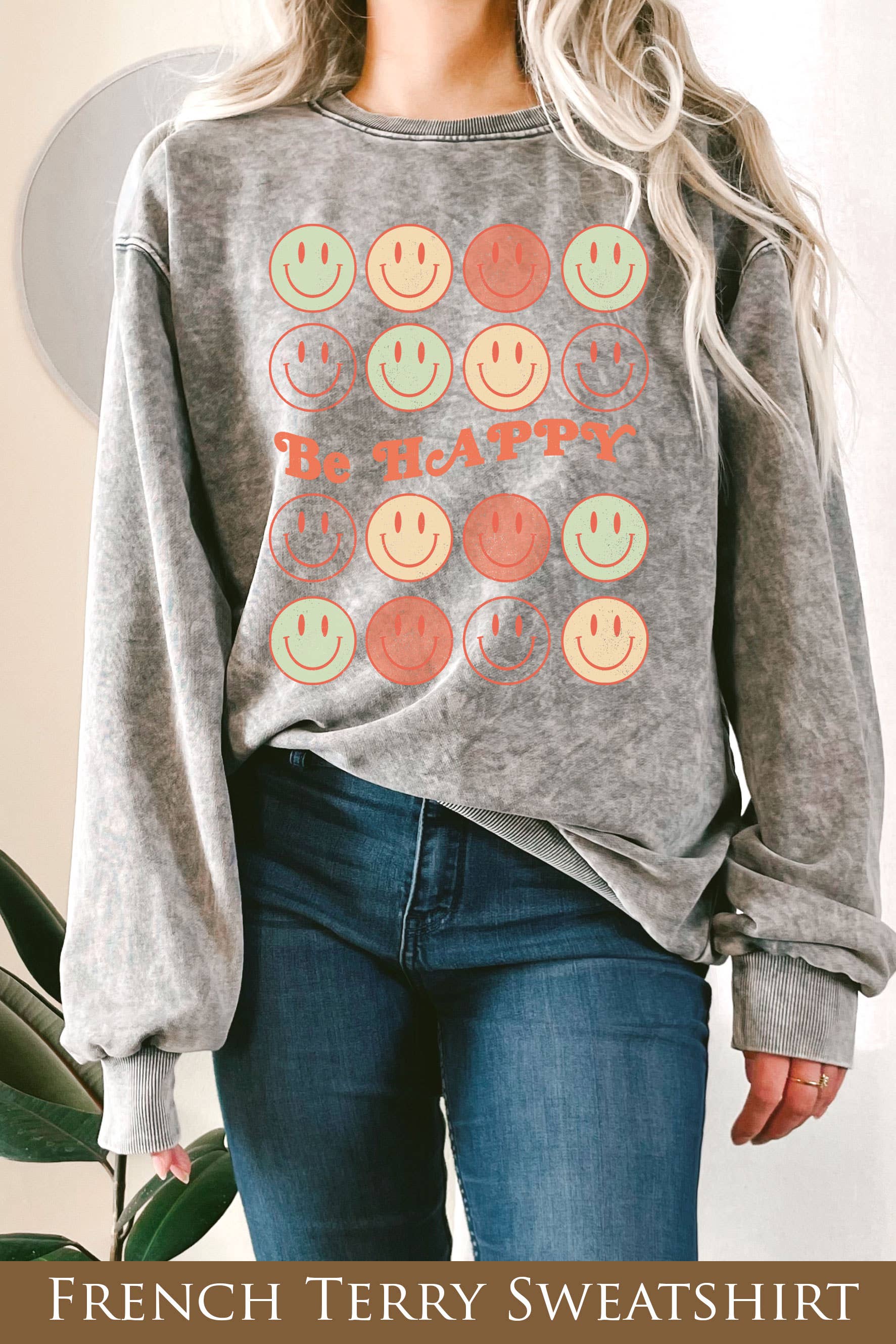 Be Happy Mineral Graphix Terry Sweatshirt T-Shirts, Hoodie | PodTeesHub.com