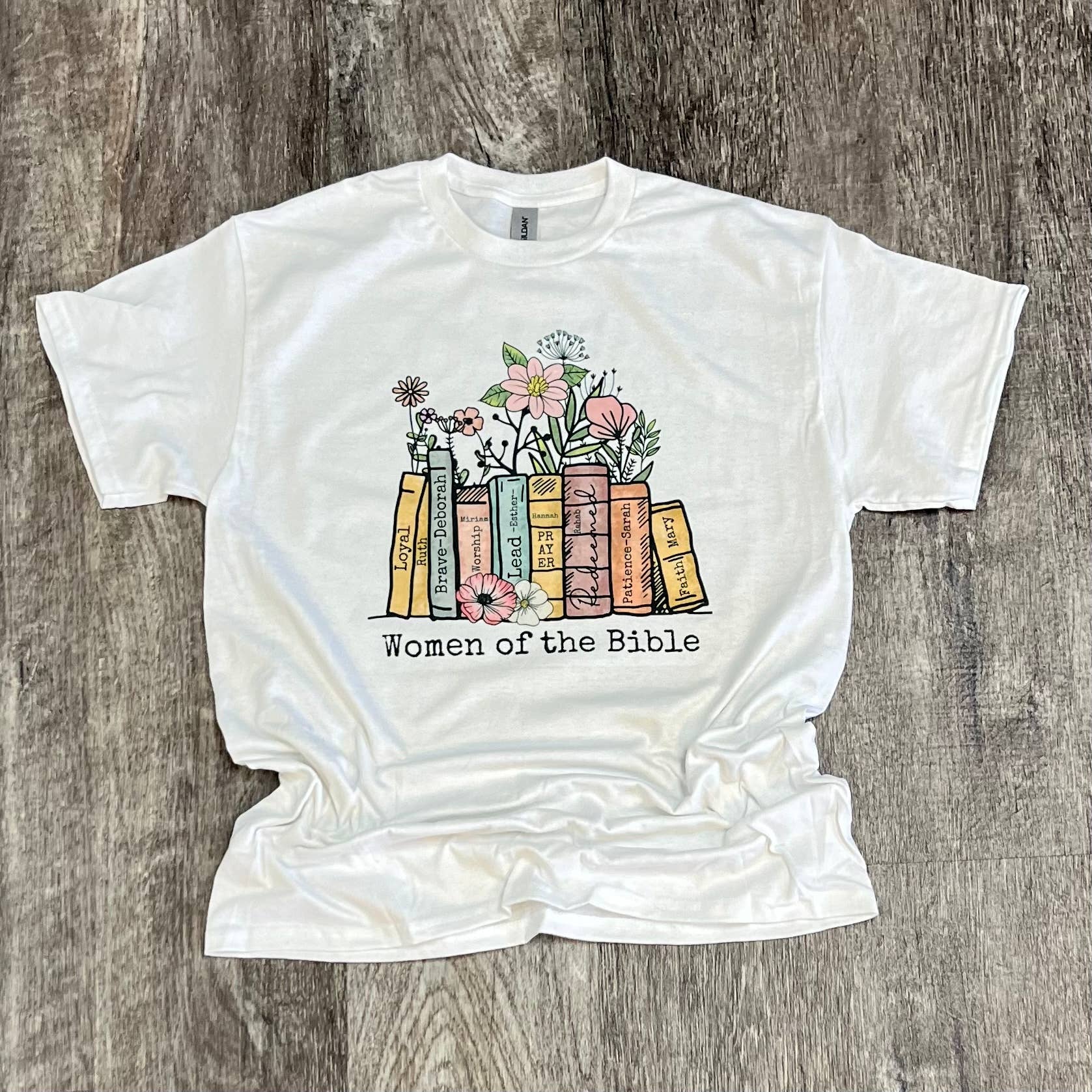 Women of the Bible Books and Flowers On White Tee Hoodie, Sweatshirt | PodTeesHub.com