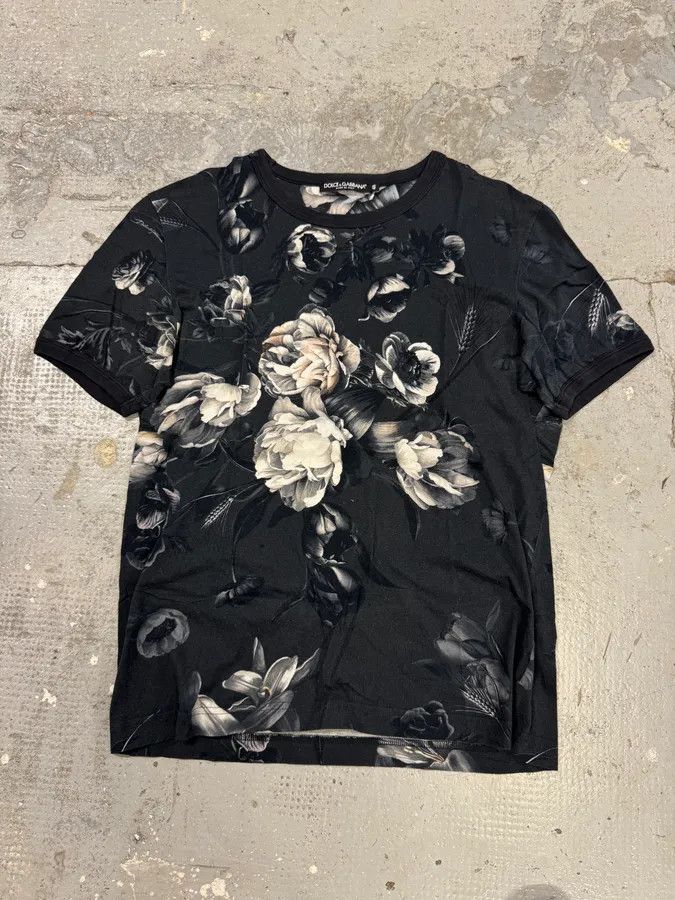 Vintage Dolce Gabbana Flowers Print Grey Tee Hoodie, Sweatshirt | PodTeesHub.com