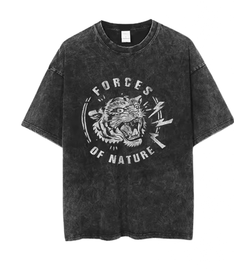 Other Y2k Streetwear Force Tiger Print Washed T Shirt Hoodie, Sweatshirt | PodTeesHub.com