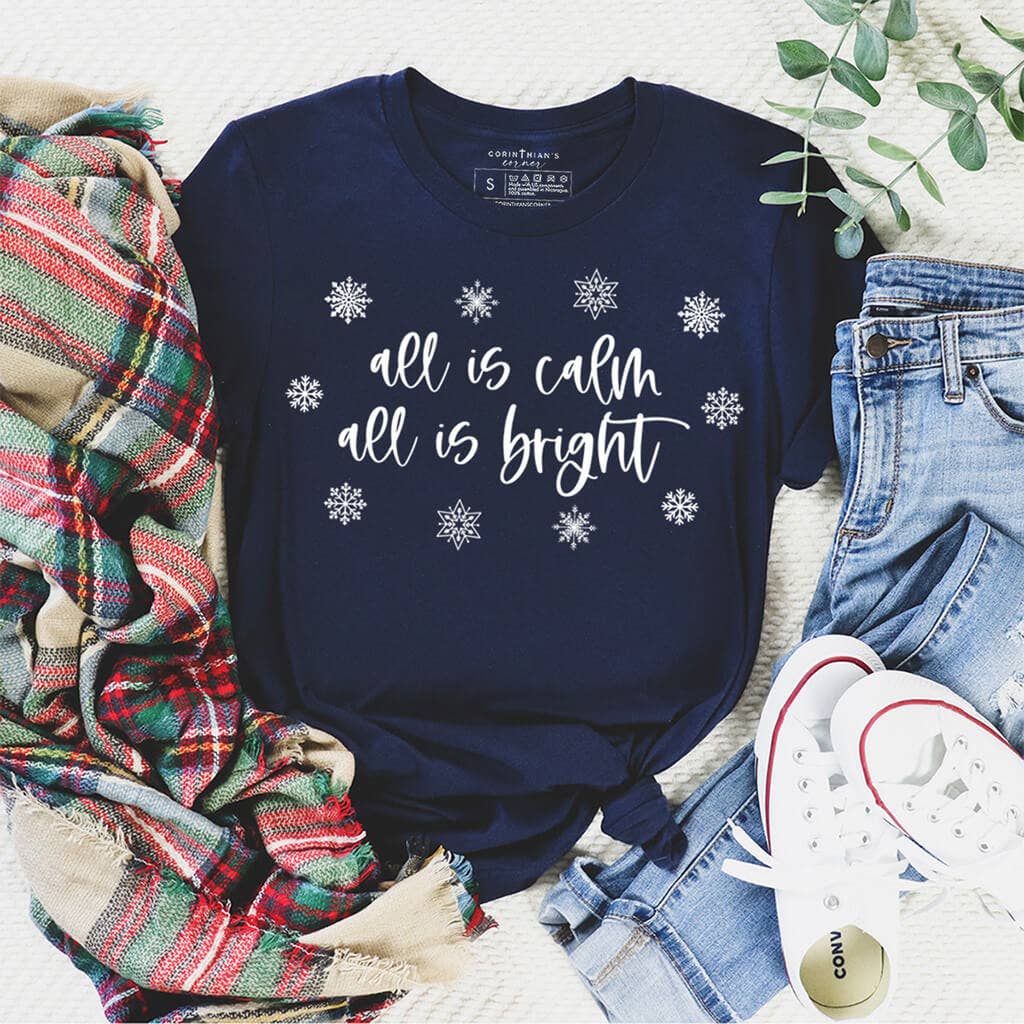 All Is Calm All Is Bright Graphic Tee Shirt Hoodie, Sweatshirt | PodTeesHub.com