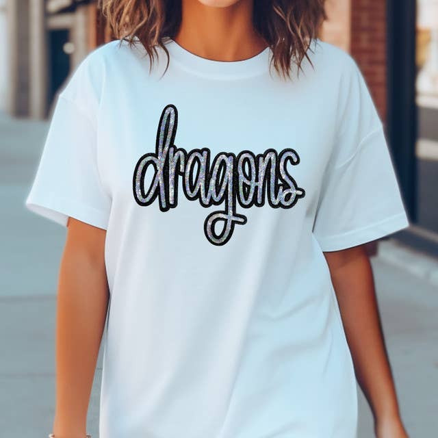 Dragons Sequin Patch White Everyday Tee Hoodie, Sweatshirt | PodTeesHub.com