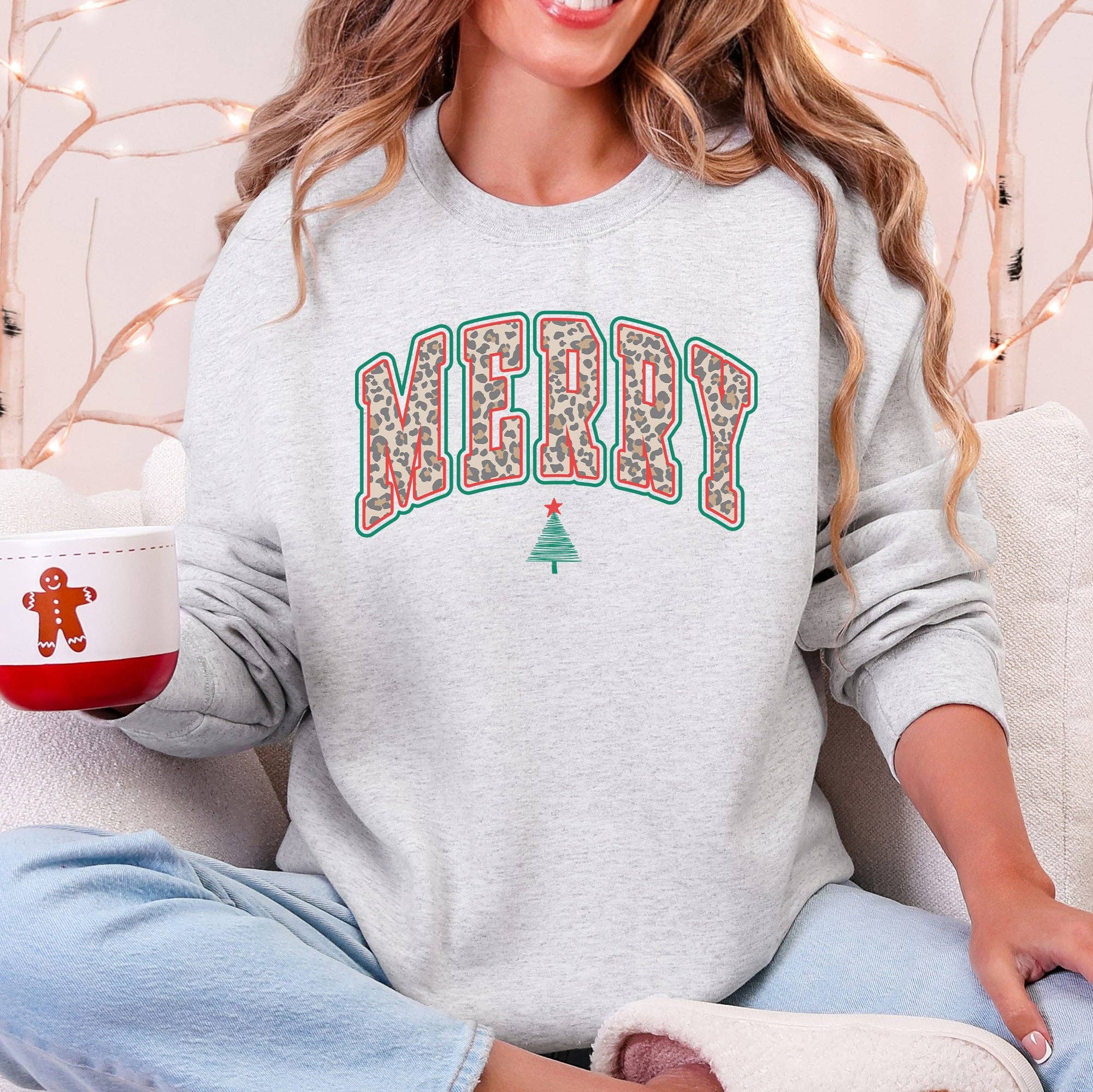 Merry Leopard Print Varsity, Christmas Tree Santa Sweatshirt T-Shirts, Hoodie | PodTeesHub.com