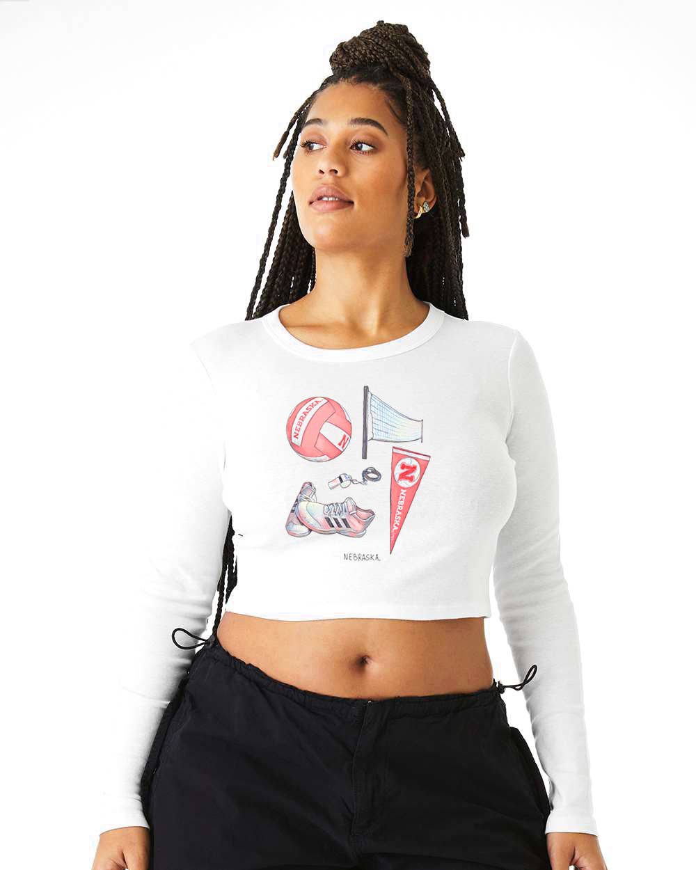 Nebraska Huskers Volleyball Memorabilia Cropped Ls Tee Hoodie, Sweatshirt | PodTeesHub.com