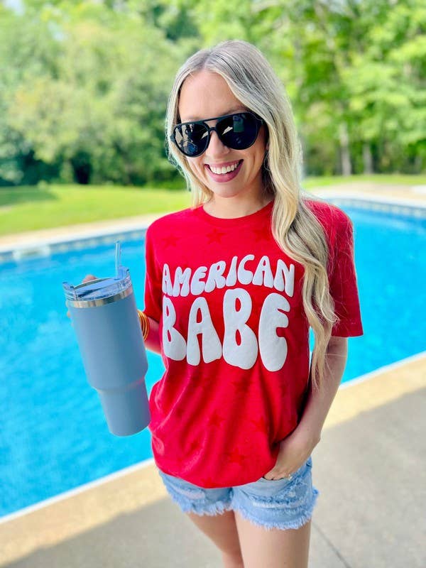 American Babe Retro Puff Star Tee Hoodie, Sweatshirt | PodTeesHub.com