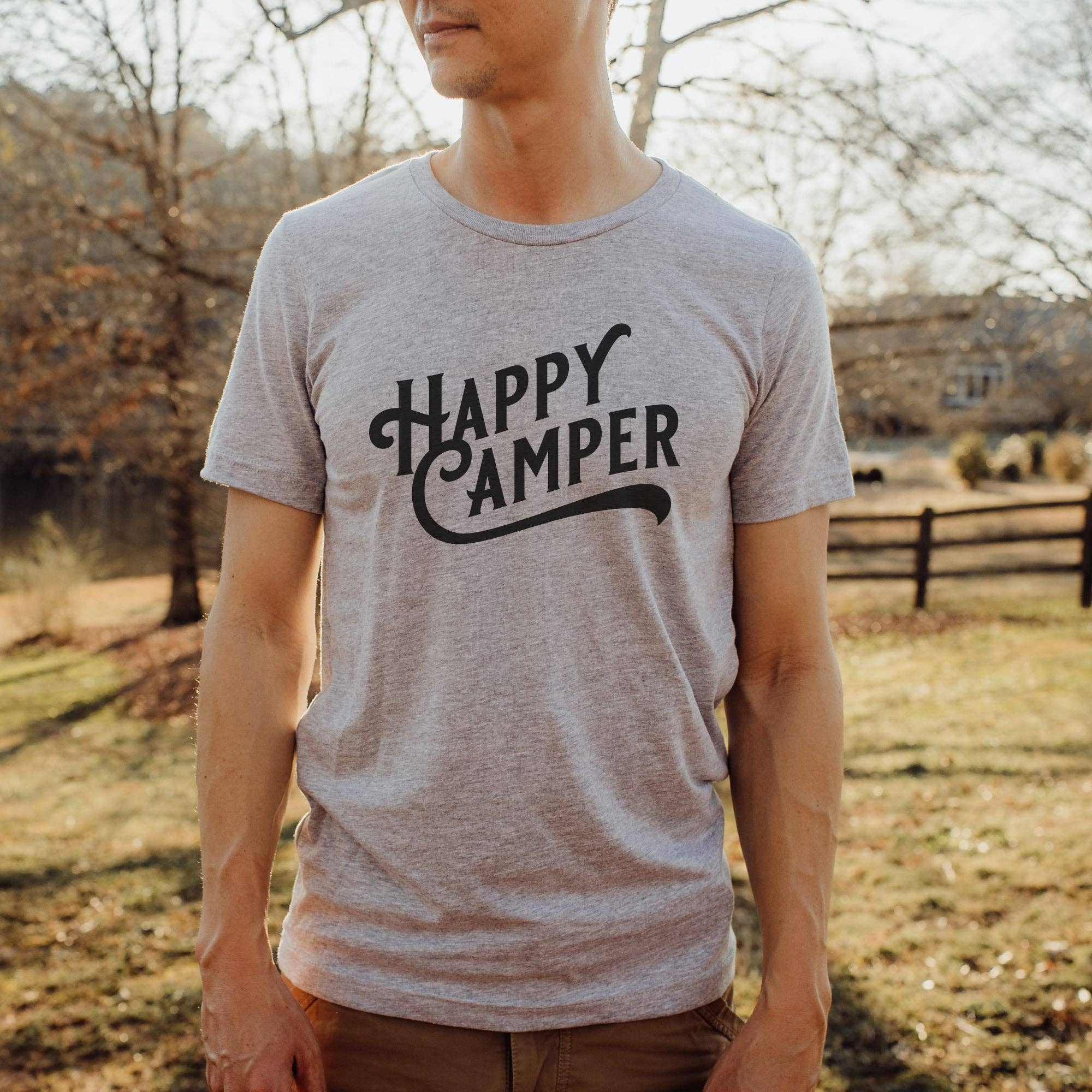 Happy Camper Unisex Camping T-Shirt Hoodie, Sweatshirt | PodTeesHub.com