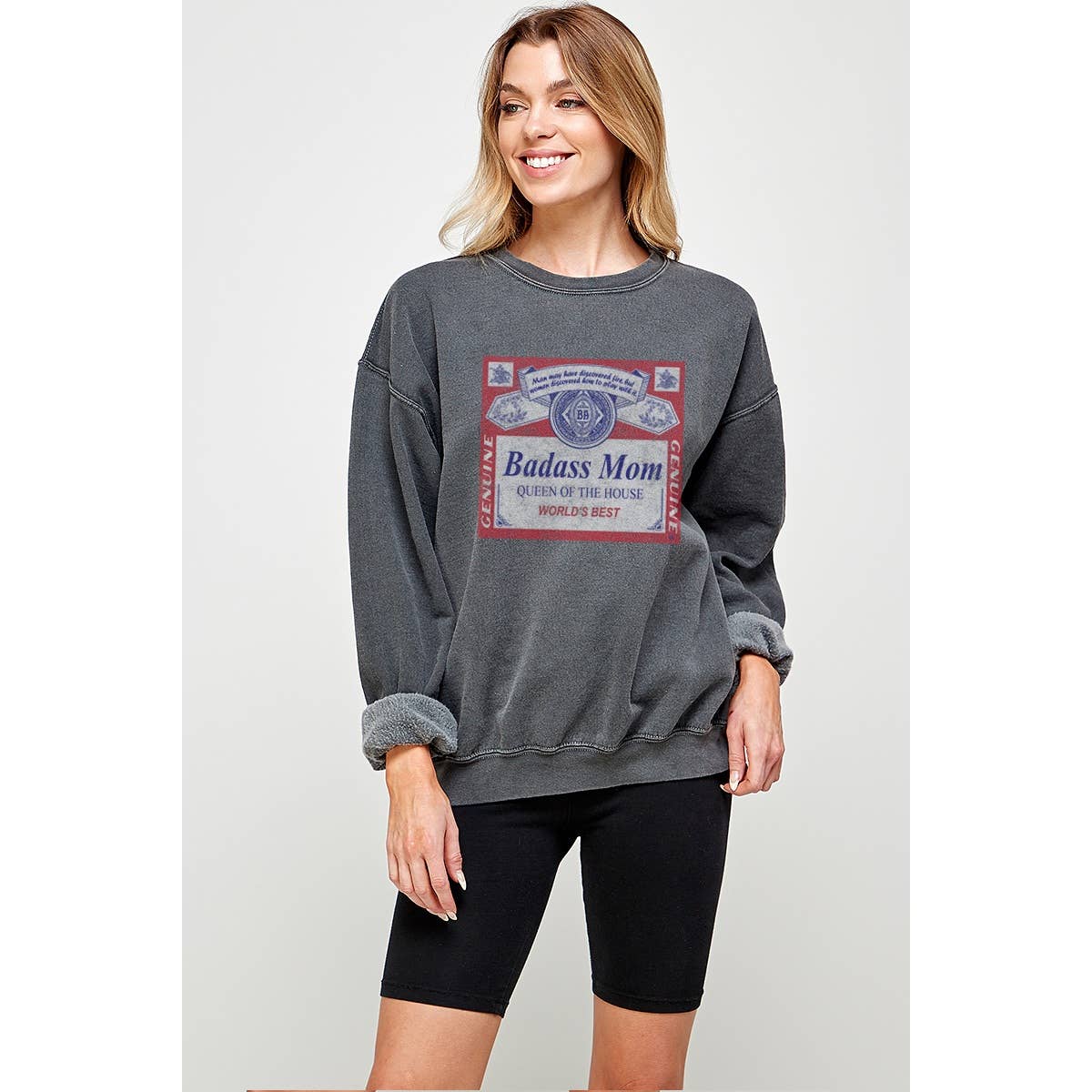 Badass Mom  Graphic Tee Pigment Dye Hoodie, Sweatshirt | PodTeesHub.com