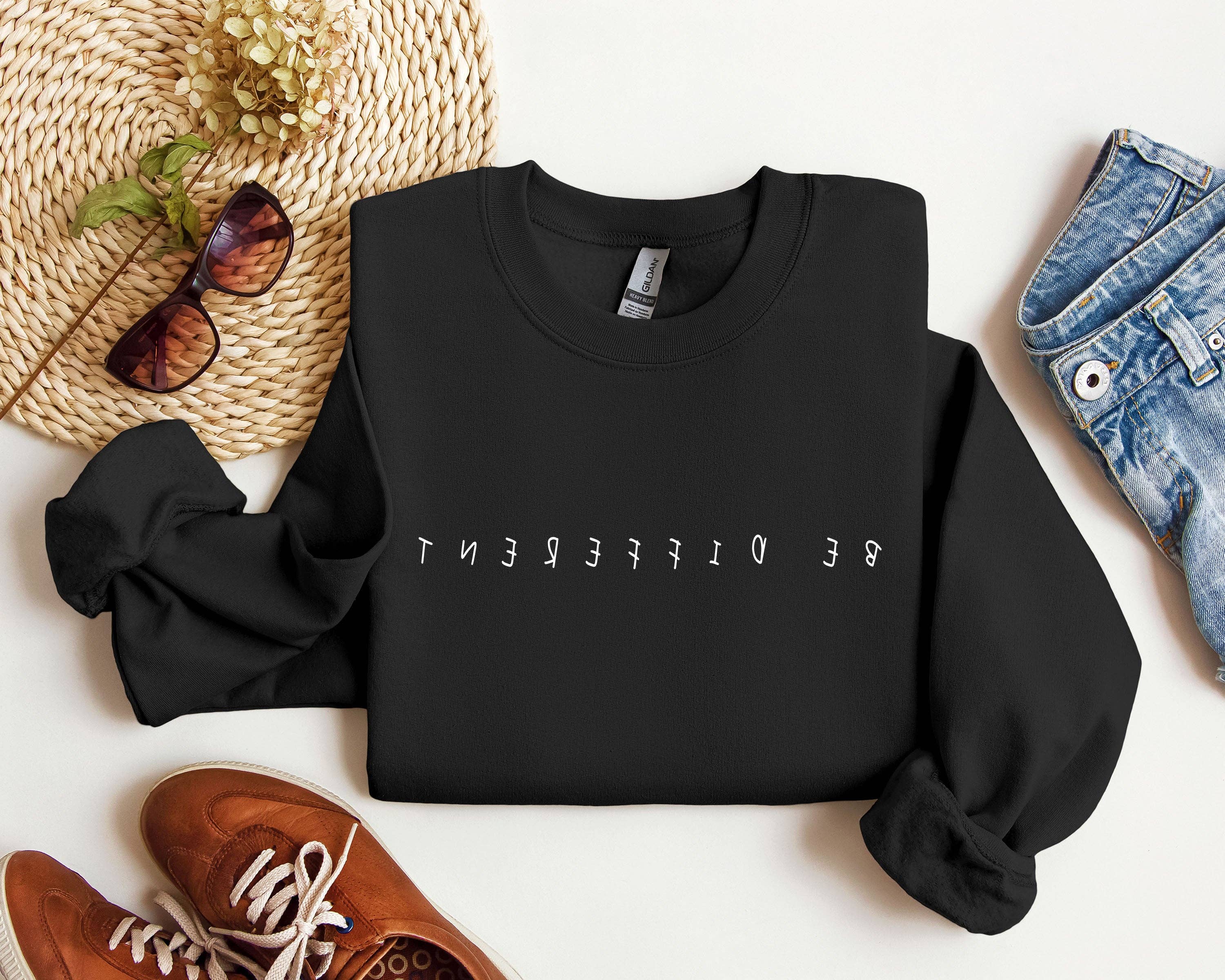 Be Different Funny Sweatshirt, Sarcastic College Sweatshirt T-Shirts, Hoodie | PodTeesHub.com