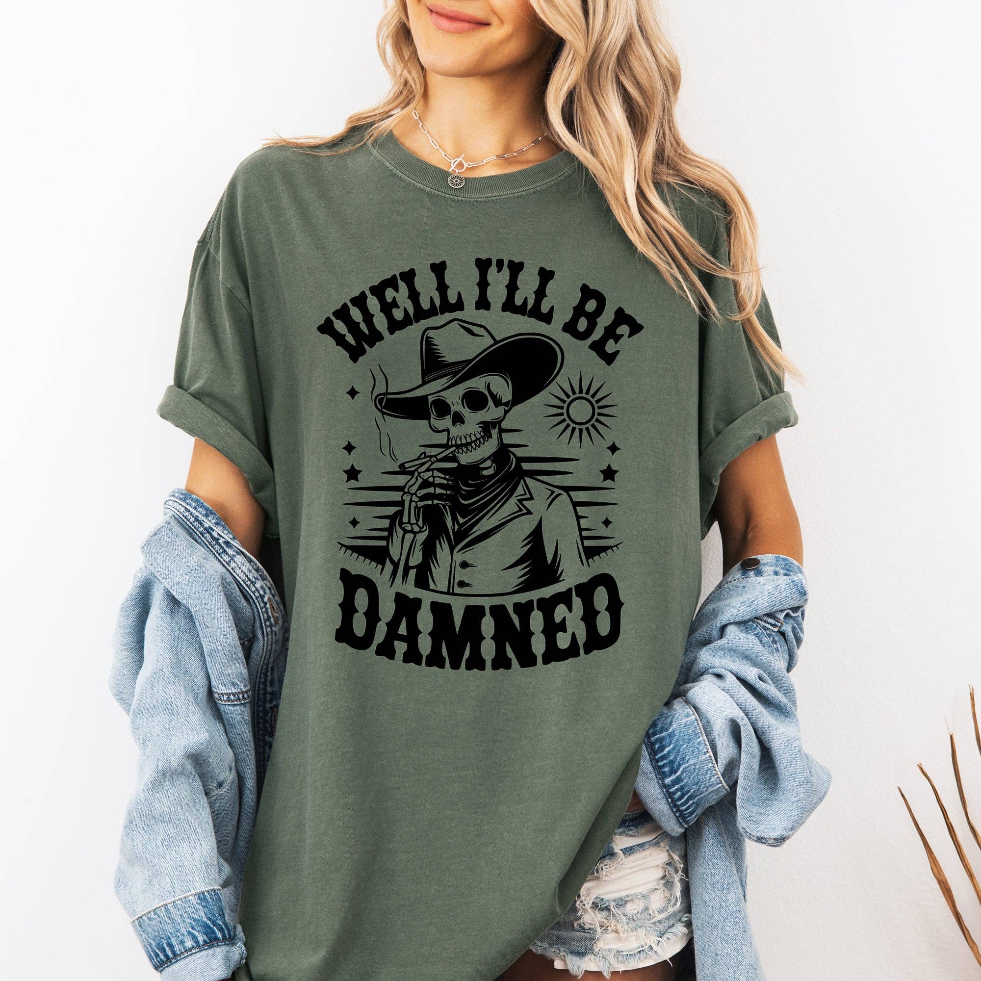 Well I'll Be Damned, Halloween, Comfort Colors T-Shirt Hoodie, Sweatshirt | PodTeesHub.com