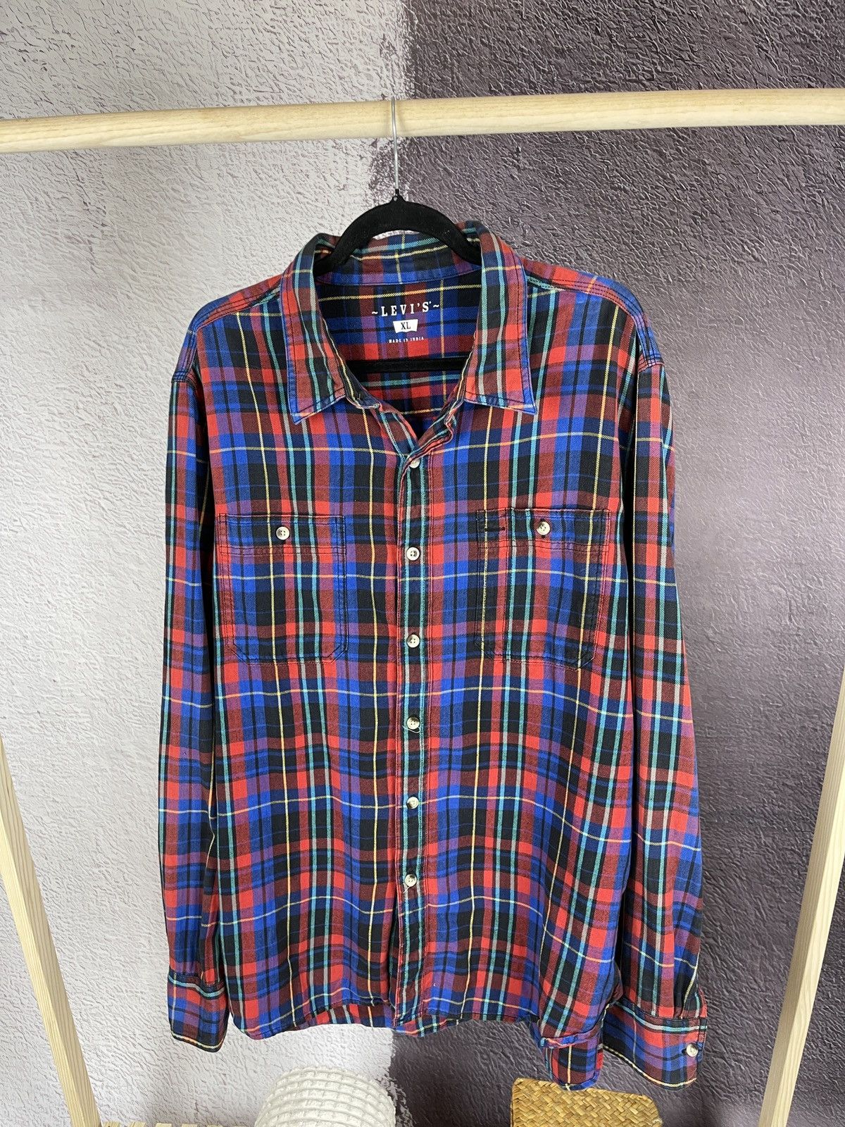 Flannel Levi S Vintage Y2k Multicolour Flannel Long Sleeve Shirt Hoodie, Sweatshirt | PodTeesHub.com
