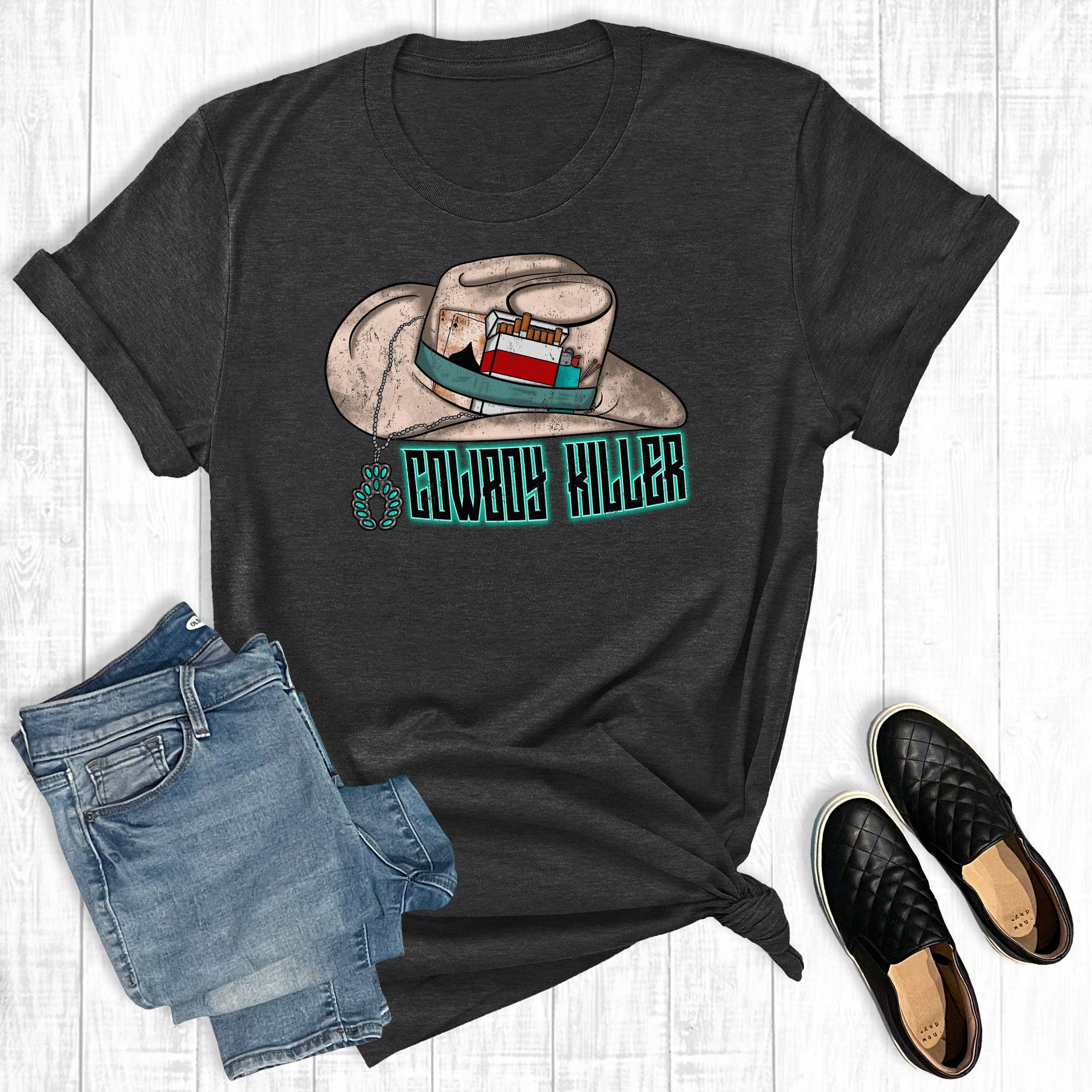 Western Cowboy Killer Graphic Tee Hoodie, Sweatshirt | PodTeesHub.com