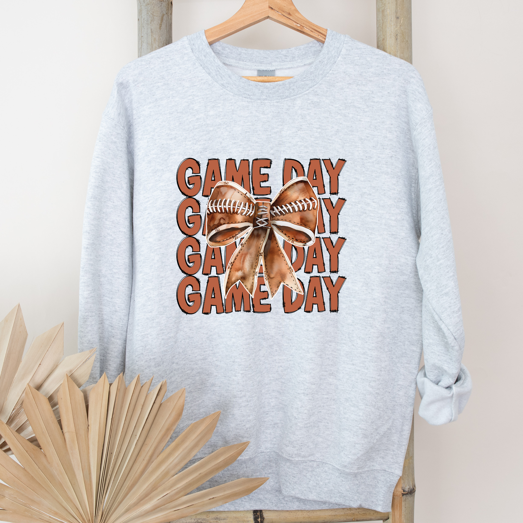 Game Day Football Bow Graphic Tee or Crewneck Hoodie, Sweatshirt | PodTeesHub.com