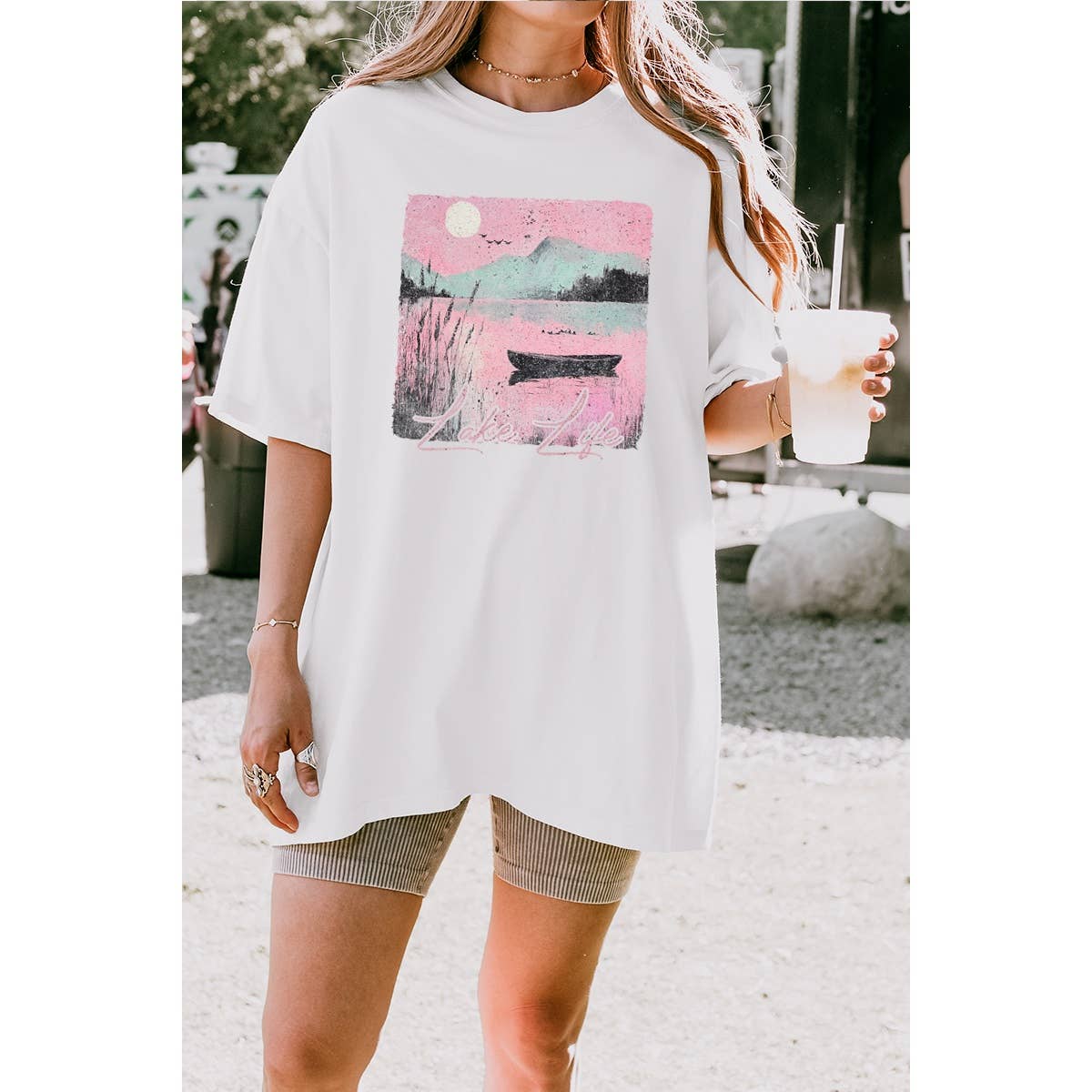 Lake Life  Graphic Oversized Tee Hoodie, Sweatshirt | PodTeesHub.com